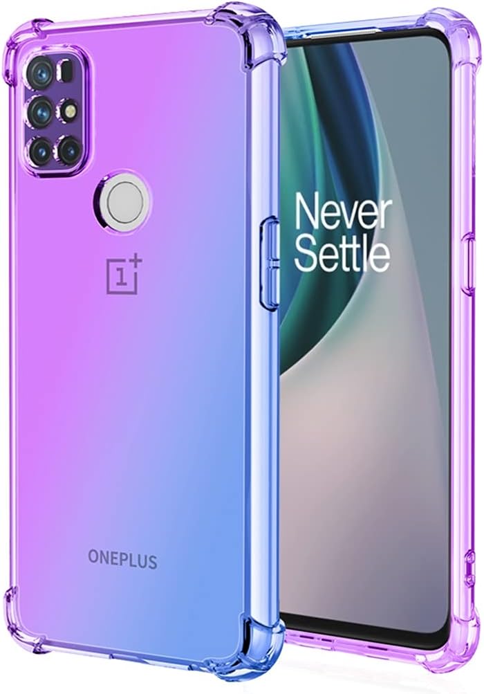 Ueokeird for Oneplus Nord N10 5G [Not Fit for Oneplus Nord N100] Clear Cute Gradient Phone Case Slim anti Scratch Flexible TPU Cover Shockproof Protective Case for Oneplus Nord N10 5G (Pink/Green)  Ueokeird Purple/Blue  