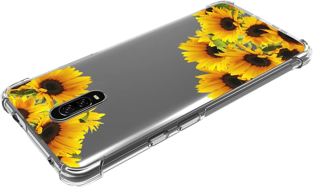 Vokuha for Oneplus 7 Gm1901/Oneplus 6T A6010 Case for Girls Women, Cute Clear Slim Shockproof Pattern Soft Flexible TPU Rubber Back Phone Protective Cover Cases for Oneplus 6T (Sunflower)  Vokuha   