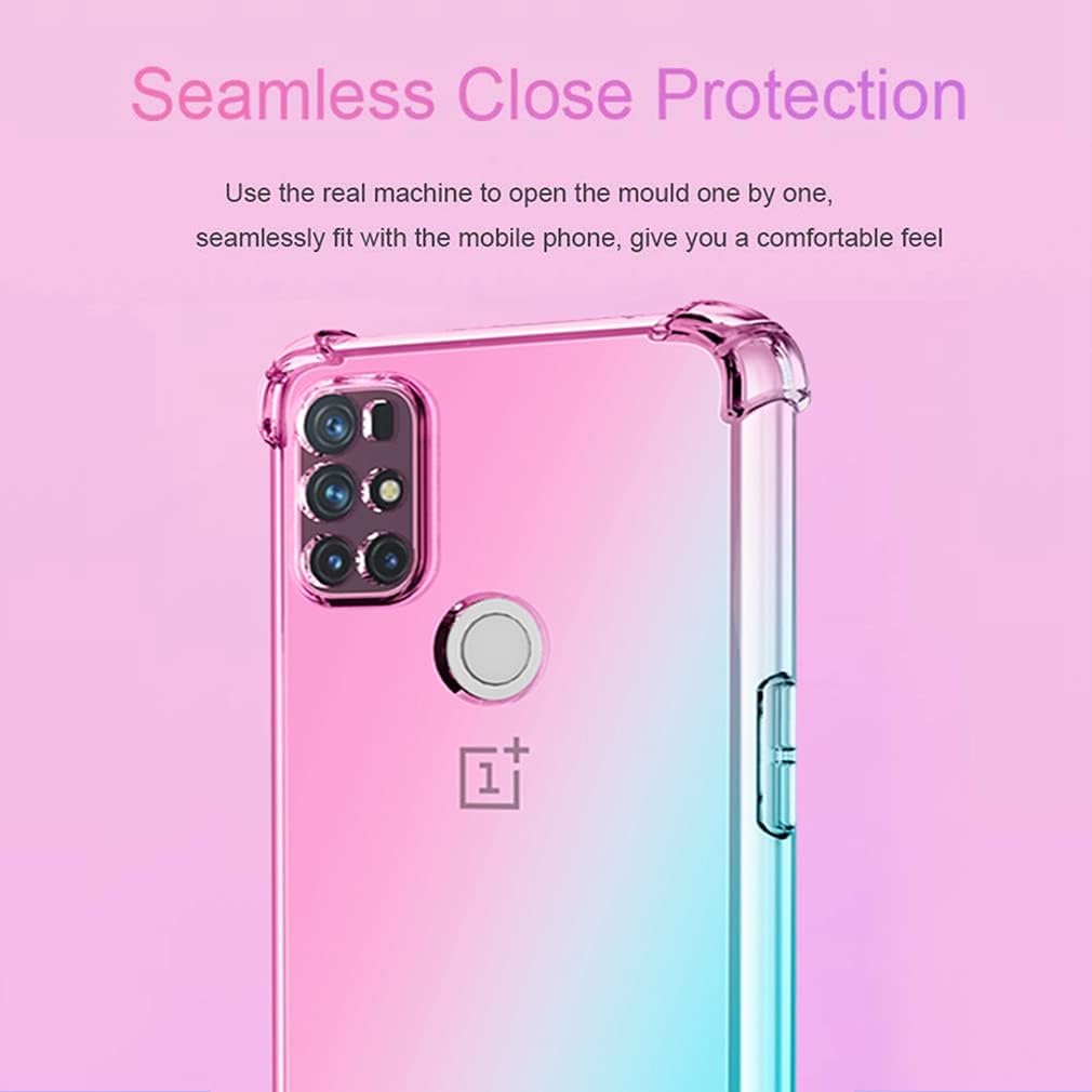 Ueokeird for Oneplus Nord N10 5G [Not Fit for Oneplus Nord N100] Clear Cute Gradient Phone Case Slim anti Scratch Flexible TPU Cover Shockproof Protective Case for Oneplus Nord N10 5G (Pink/Green)  Ueokeird   