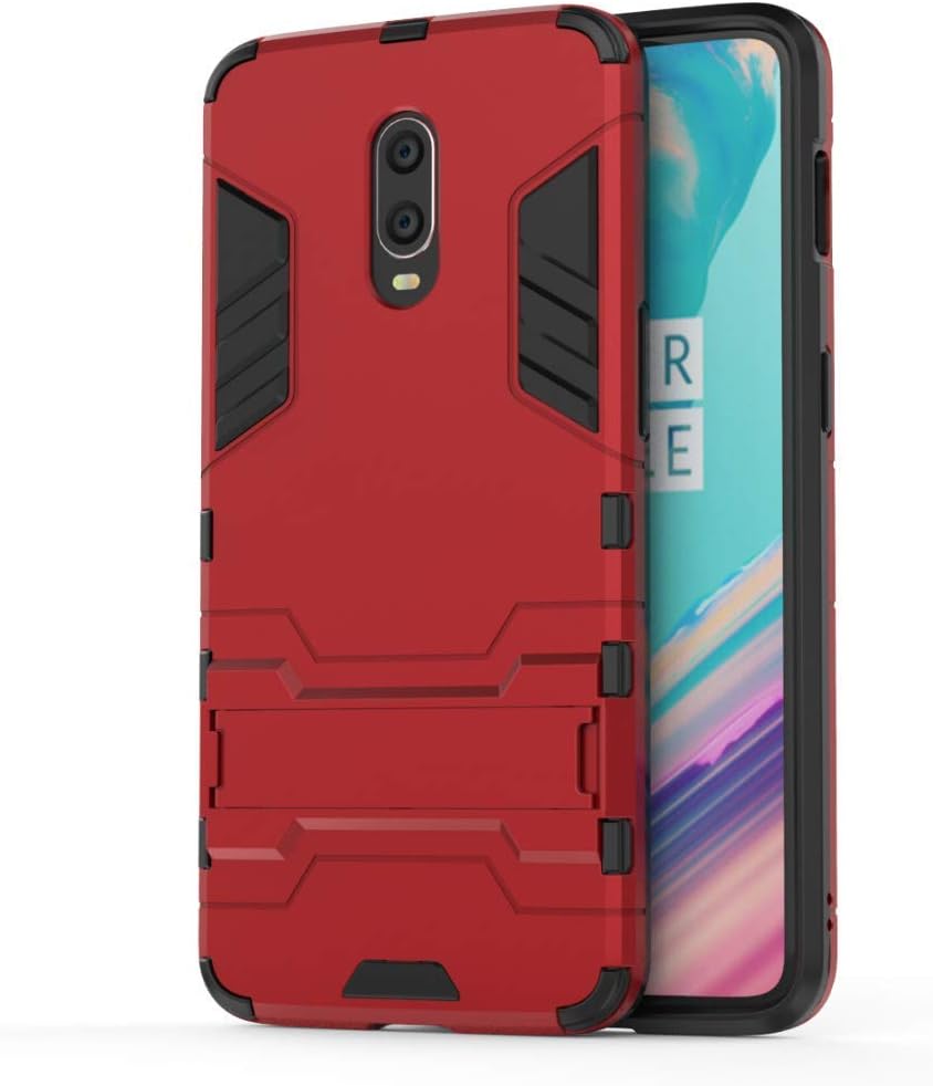 Maijin Case for Oneplus 6T / Oneplus 7 (6.41 Inch) 2 in 1 Shockproof with Kickstand Feature Hybrid Dual Layer Armor Defender Protective Cover (Red)  MaiJin   