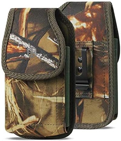AH Military Grade Cell Phone Pouch Clip Holster Holder W/ Belt Loop for Iphone 8 plus 11 12 13 Pro Max, S20 plus Nylon Canvas Construction Cell Phone Holsters Fits Cell Phone W/ Otterbox (Large)  AccessoryHappy Camo Sz3 - Large 