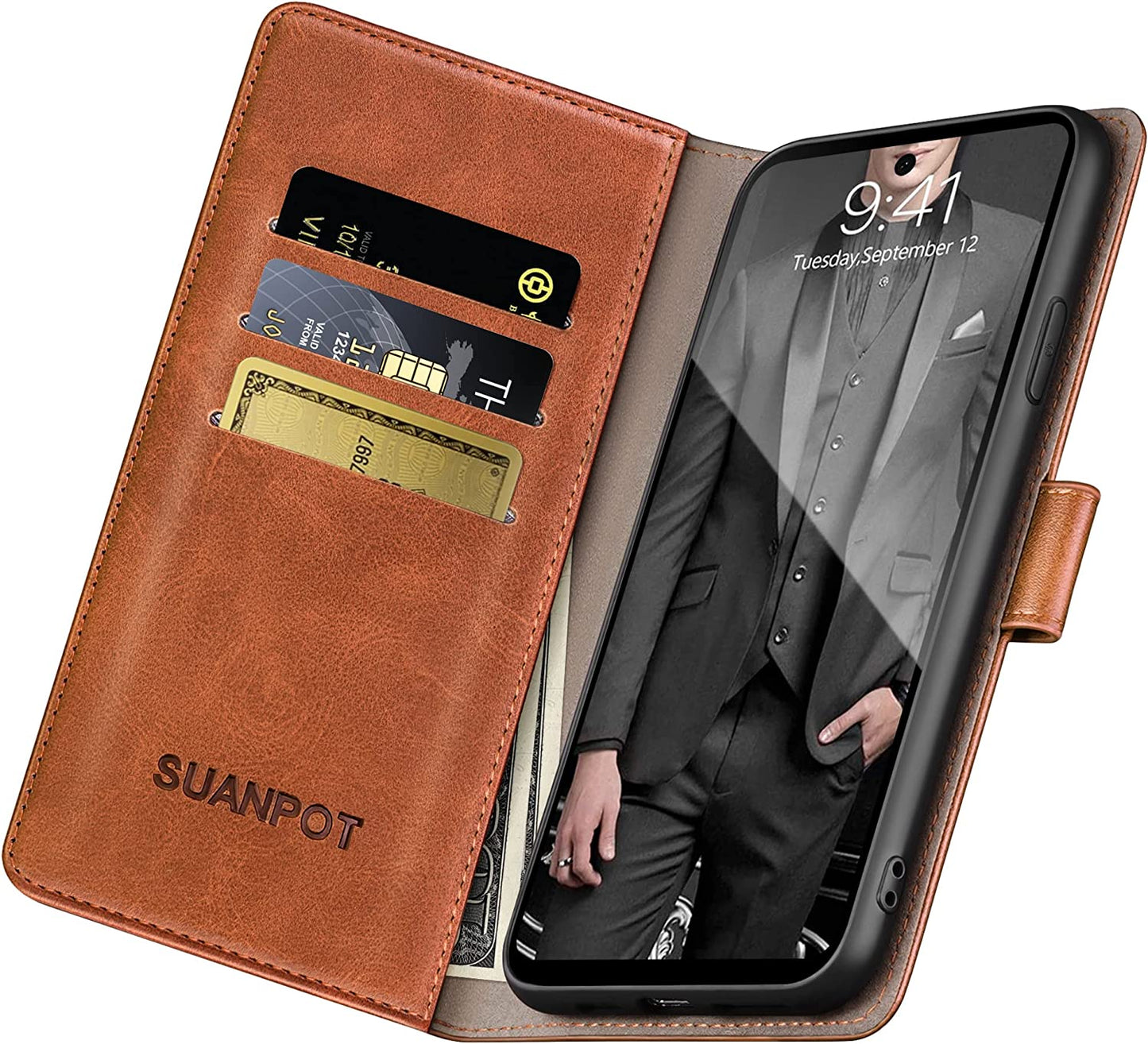 SUANPOT for Samsung Galaxy A53 5G Leather Wallet Case with RFID Credit Card Holder Flip Folio Book Phone Case Shockproof Cover for Women Men for Samsung A53 Case Wallet Light Brown  SUANPOT   