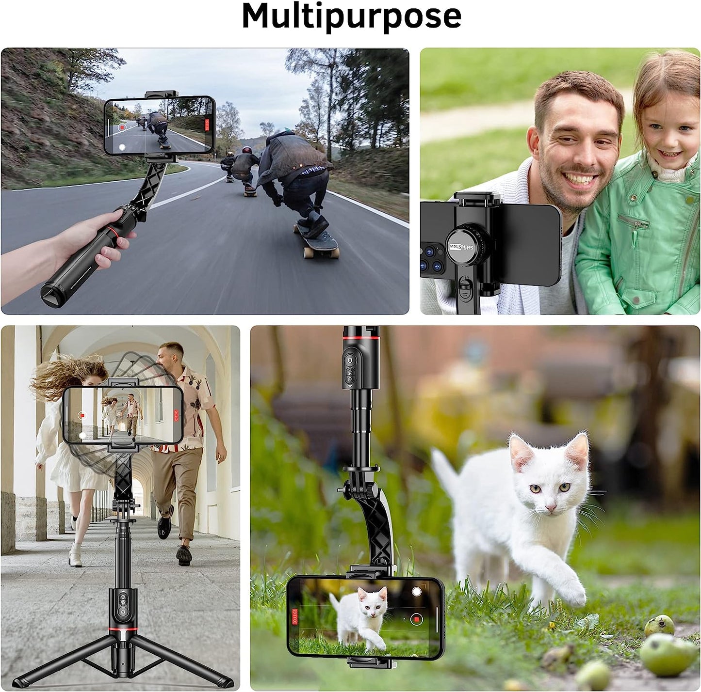 Smartphone Gimbal Stabilizer with Remote, Aluminum Extendable Selfie Stick Tripod, 360° Automatic Rotation, Auto Balance for Live Video Recording, Vlogging, Youtube Compatible with Iphone and Android  LDP   