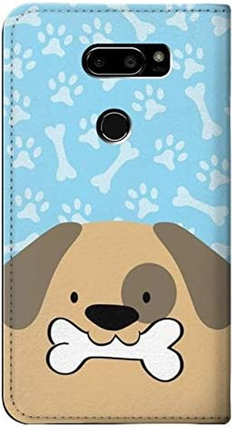 RW2669 Cute Dog Paws Bones Cartoon PU Leather Flip Case Cover for LG V30, LG V30 Plus, LG V30S Thinq, LG V35, LG V35 Thinq  jjphonecase   