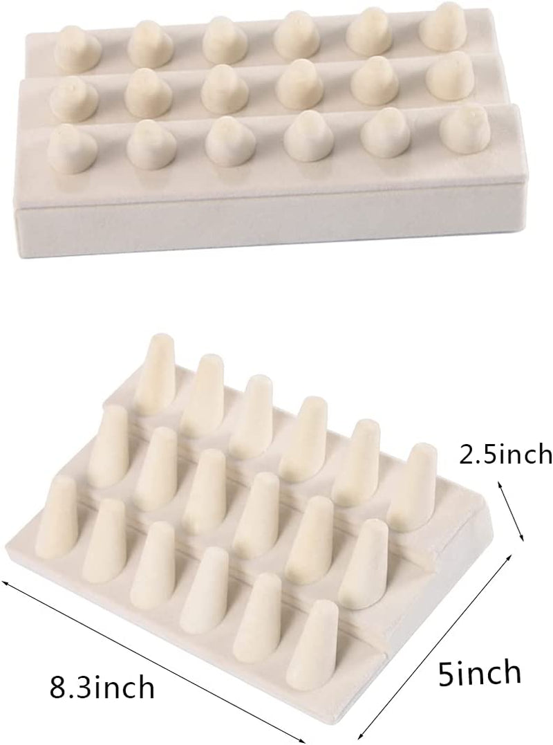 Byken Jewelry 18 Fingers Ring Holder Display Stand (White Velvet)  ByKen Jewelry   