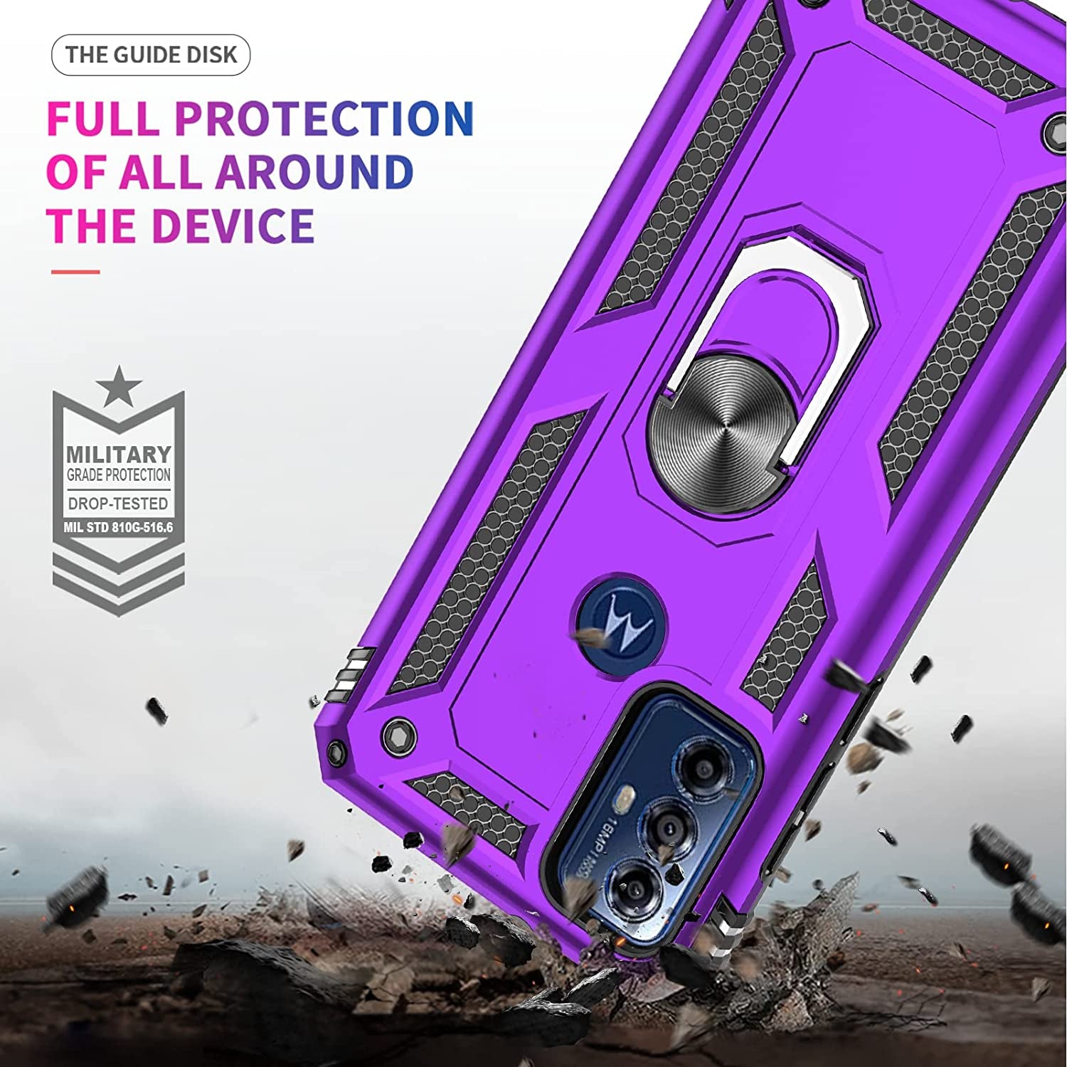 Leyi for Motorola G Play 2023 Phone Case, Moto G Play Case with Screen Protector for Girls Boys, [Military-Grade] Heavy Duty Case with Magnetic Metal Ring Kickstand for Moto G Play 2023, Purple  LeYi   