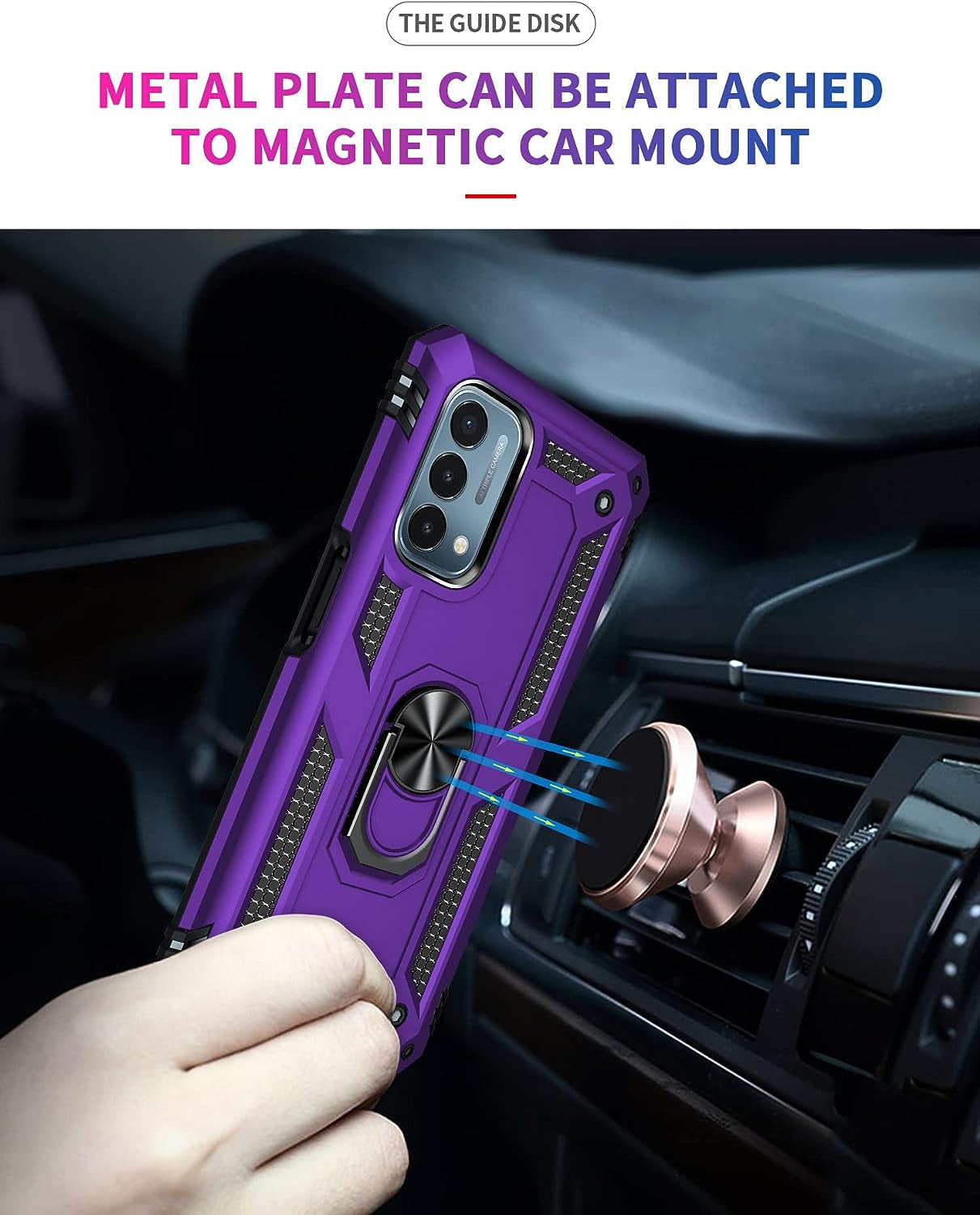 SKTGSLAMY for Oneplus Nord N200 5G Case,With Screen Protector,[Military Grade] 16Ft. Drop Tested Cover with Magnetic Kickstand Car Mount Protective Case for Oneplus Nord N200 5G, Purple  SKTGSLAMY   
