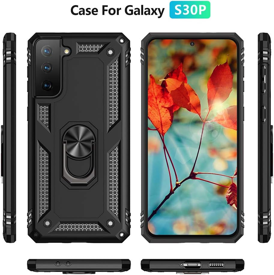 Military Grade Drop Impact for Samsung Galaxy S21 plus Case Galaxy S21 plus 5G Case 360 Metal Rotating Ring Kickstand Holder Armor Heavy Duty Shockproof Case for Galaxy S21 plus Phone Case (Black)  Dionsibei   