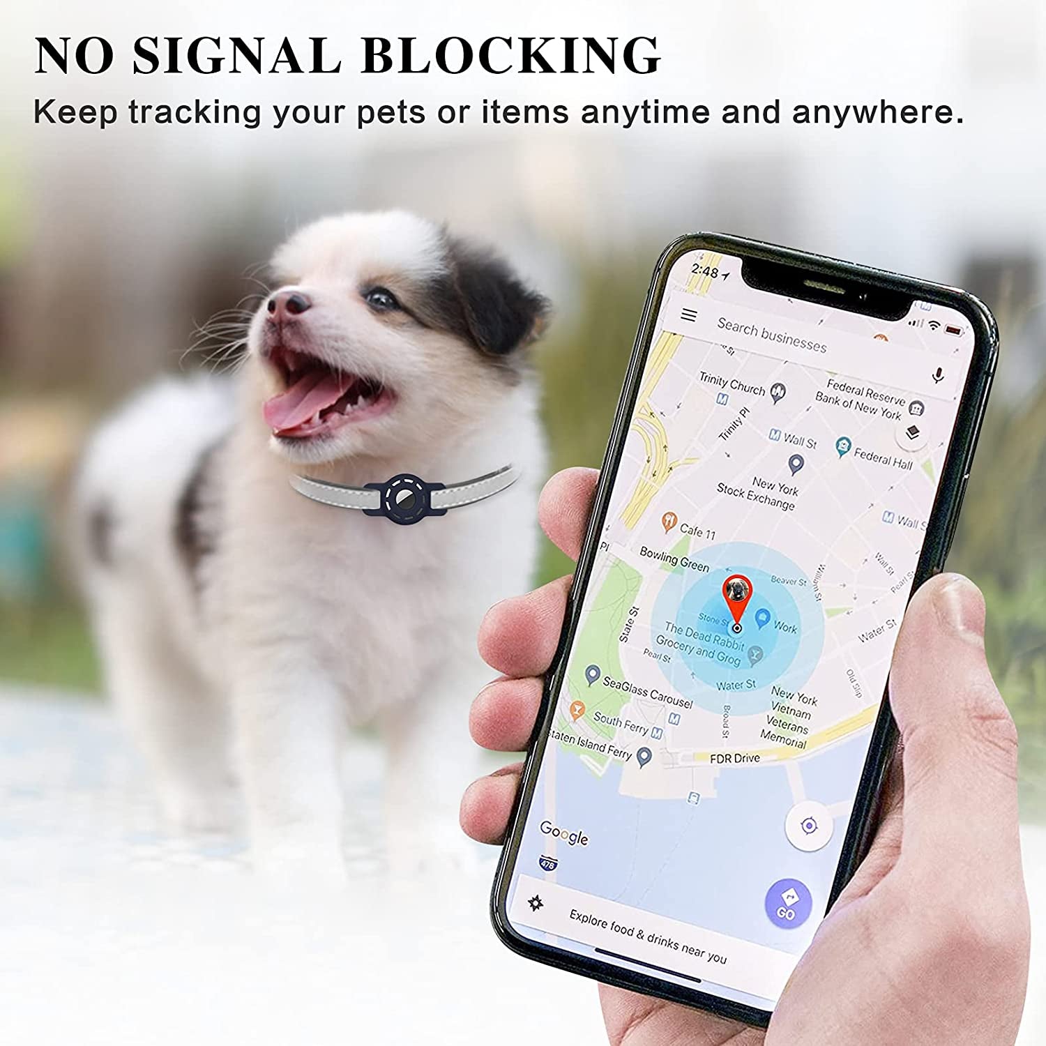 WWW Case for Airtag 2021,（2 Pack） Airtag Dog Collar Holder,Airtag Cat Collar Case with Anti-Lost Design for Cat Dog Collars Small Pet Puppy Loop & Backpack Bag Straps-Black& Navy  Guangzhou Yuchan Trading Co., Ltd   