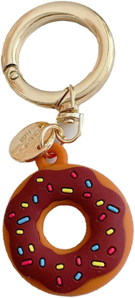 3D Airtag Holder Case, Cute Doughnut Airtag Keychain Case with Key Ring, Soft Silicone Anti-Scratch Shockproof Air Tag GPS Tracker Cover Keychain Accessories for Kids Women Backpacks(Brown)  KARBAG   