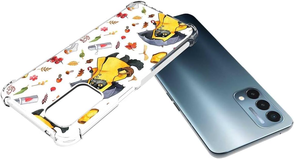 TOSIER Compatible with Oneplus Nord N200 5G/Oppo A93 5G Cat Case, Cute Watercolor Cat Kitten Autumn Leaves Mushroom Pattern for Oneplus Case Girls Boys, Soft TPU Case for Oneplus  TOSIER   