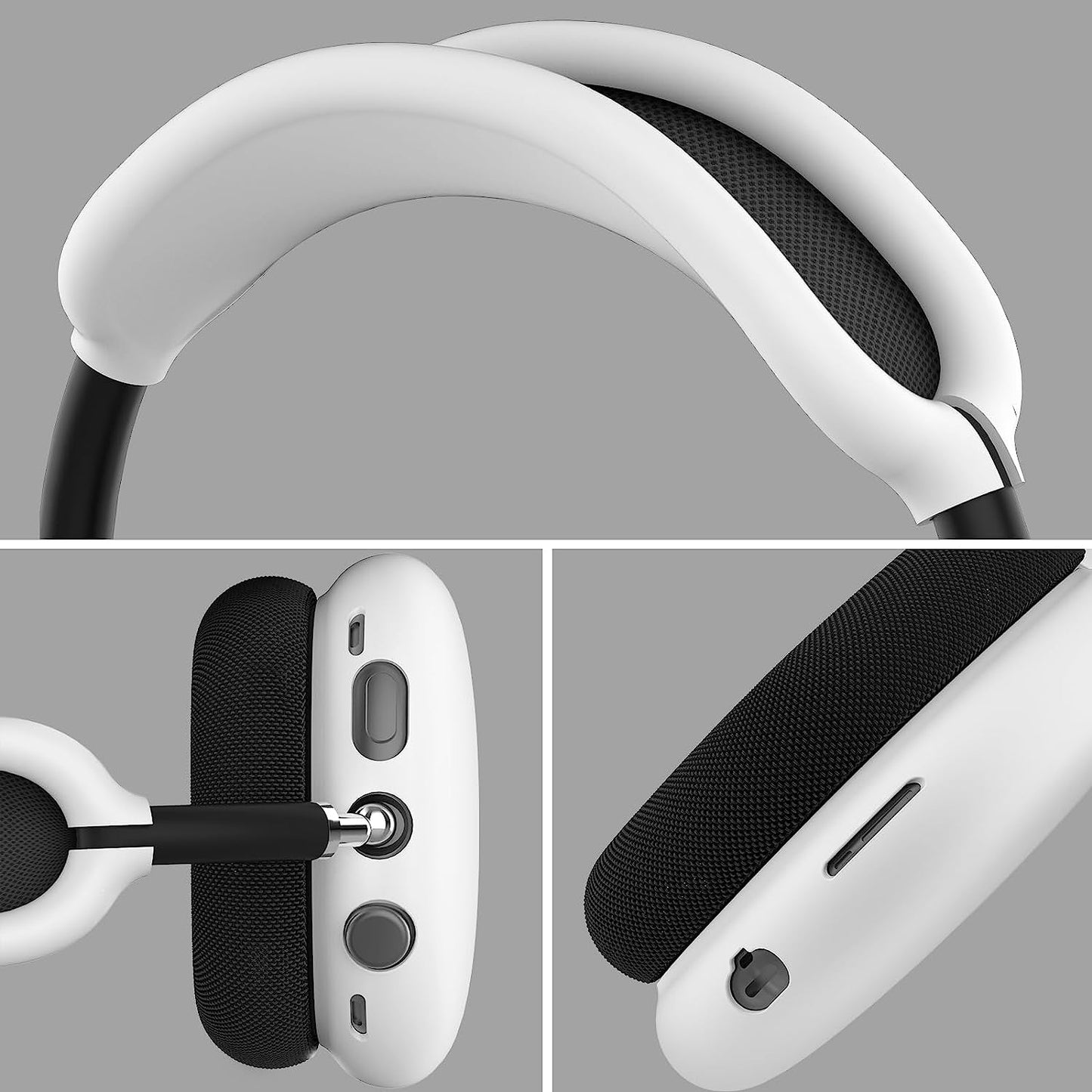 NIUTRENDZ Silicone Case Cover for Airpods Max with Headband Protective Ear Cups Covers Accessories【Anti-Fingerprint, Anti-Scratch & Anti-Dust】 (White)  NIUTRENDZ   