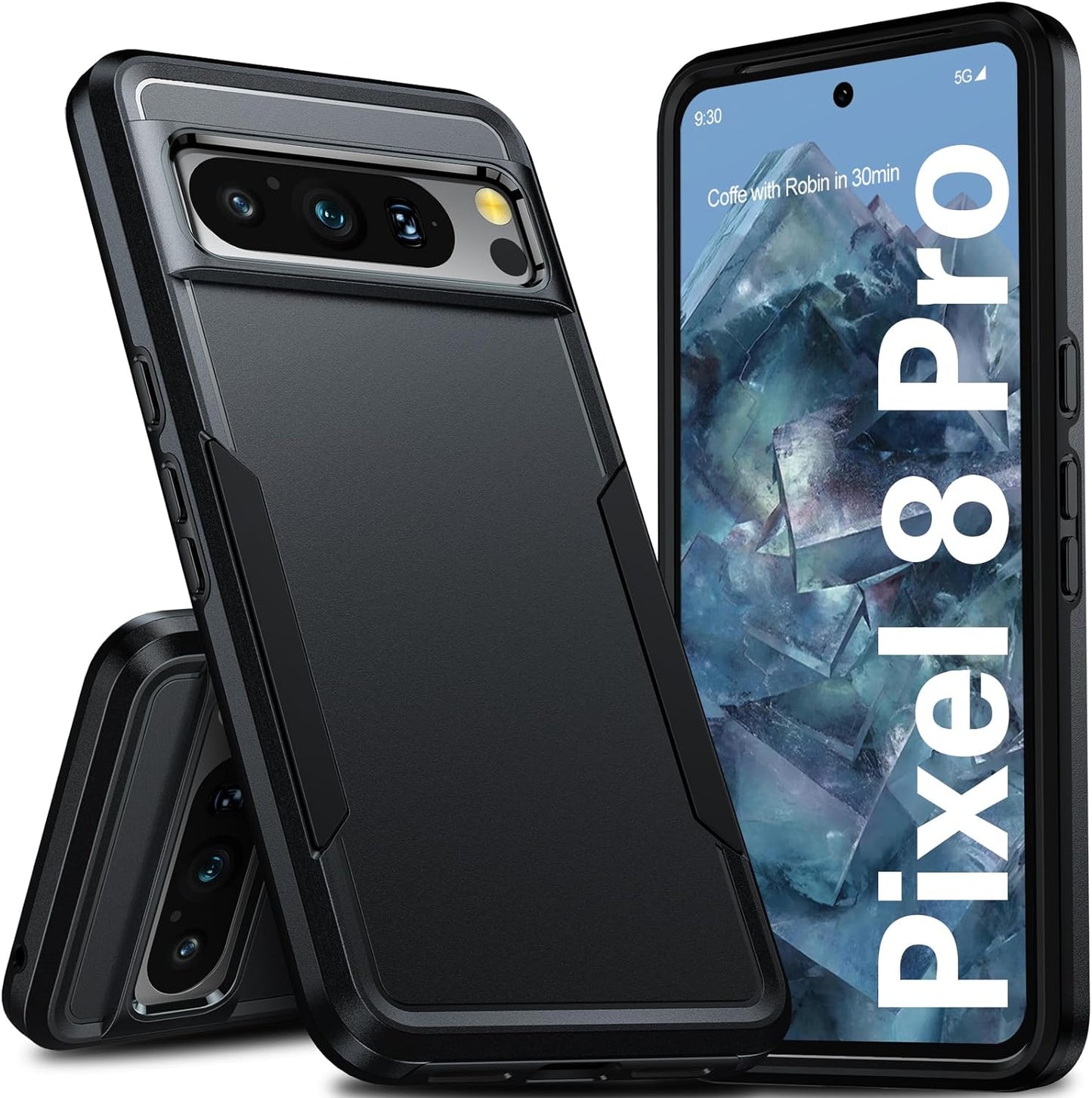 Oneagle for Google Pixel 8 Case, Pixel 8 Case with 2 Screen Protector, [15FT Military Protection][Double Layer][Heavy Duty][Anti-Slip][Matte Feel] Shockproof Phone Case for Pixel 8 6.2 Inch  Oneagle Black Pixel 8 Pro 