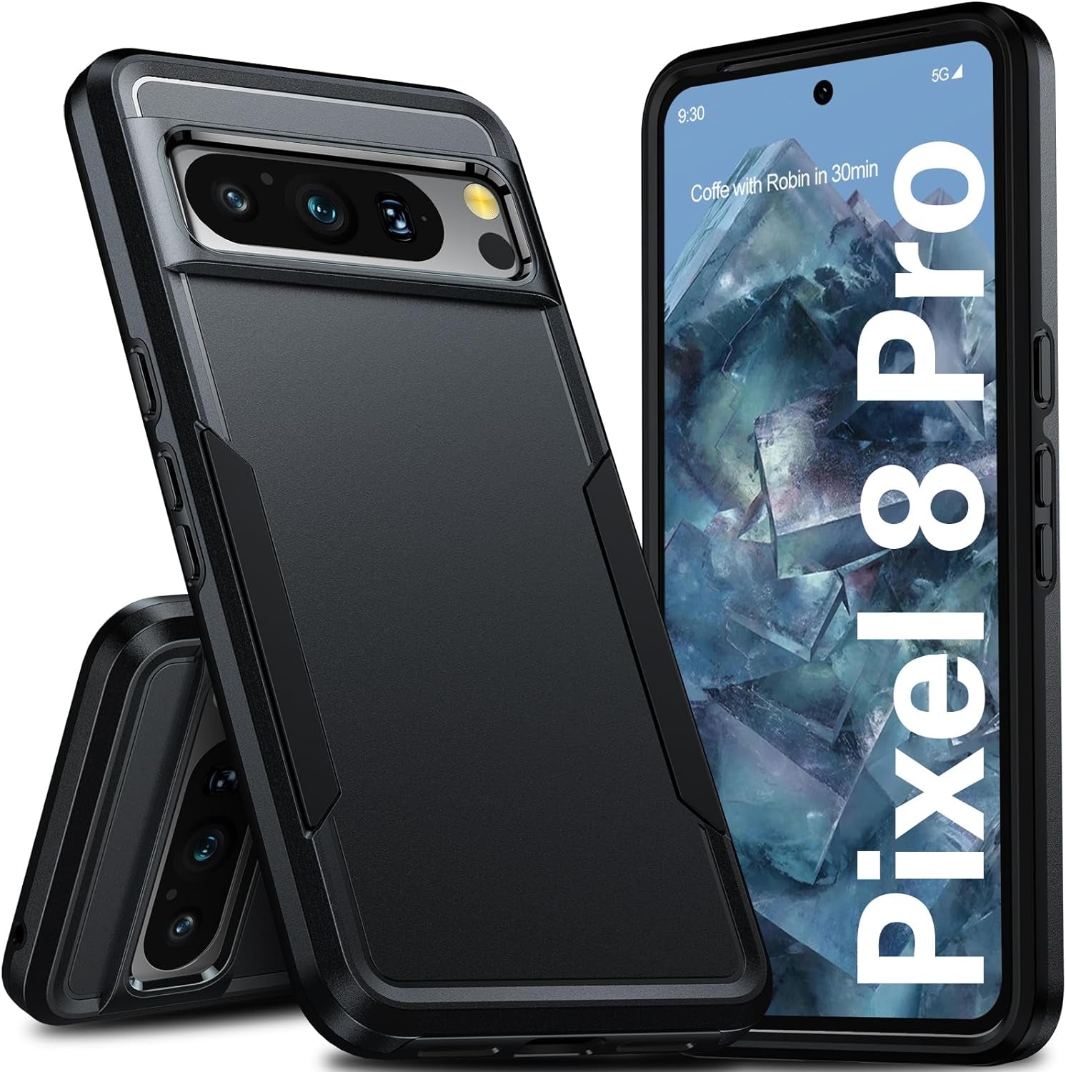 Oneagle for Google Pixel 8 Case, Pixel 8 Case with 2 Screen Protector, [15FT Military Protection][Double Layer][Heavy Duty][Anti-Slip][Matte Feel] Shockproof Phone Case for Pixel 8 6.2 Inch  Oneagle Black Pixel 8 Pro 