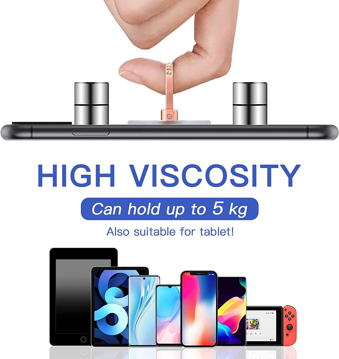 YINHEXI 2 Pcs Transparent Phone Ring Stand Holder Cell Phone Ring Holder Finger Grip 360 Degree Rotation (Rose Gold & Diamond-3)  YINHEXI   