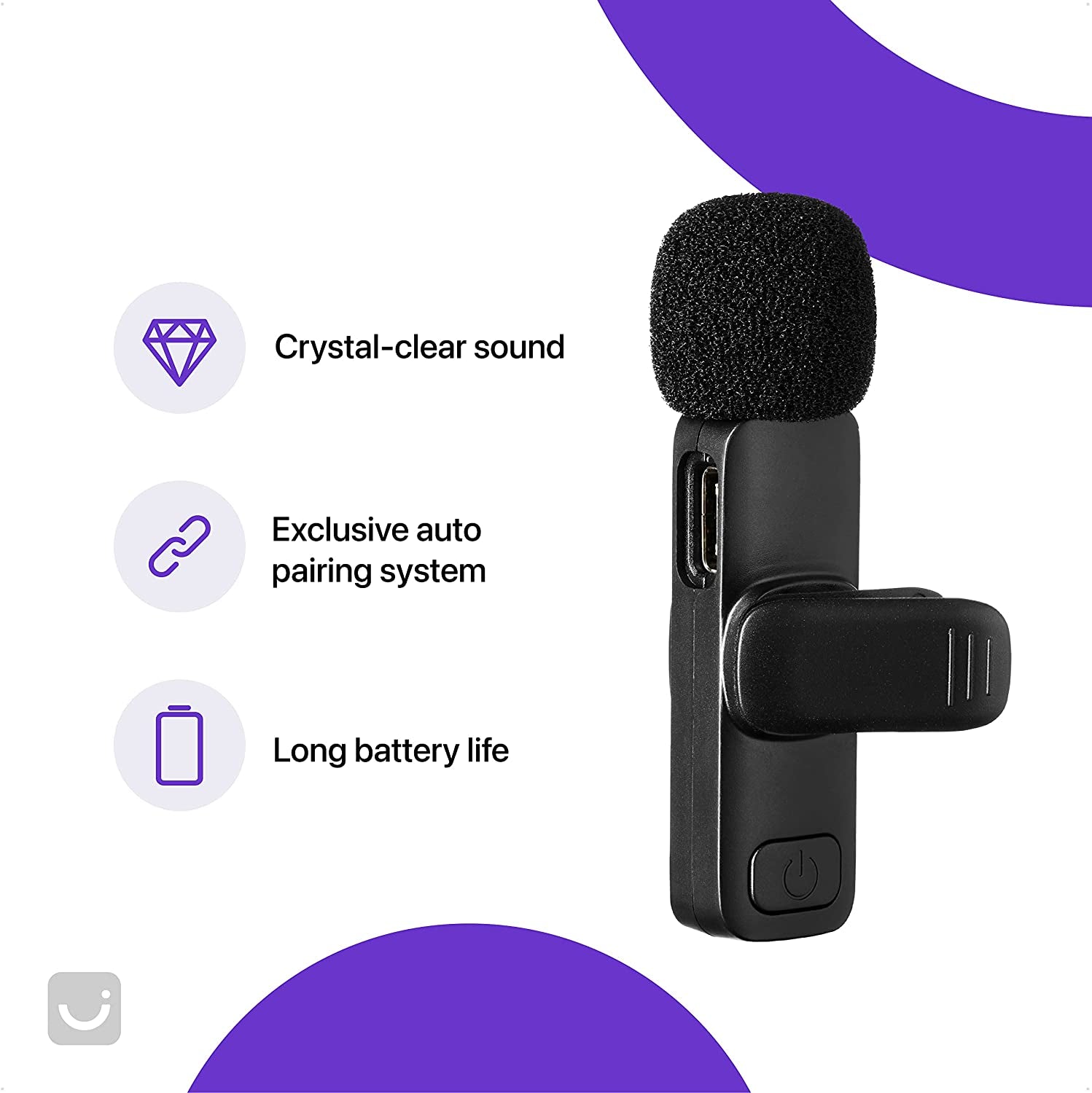 Internet Revolution 2 Pack Wireless Microphone for Iphone, Iphone Mic, Lavalier Microphone for Iphone, Mini Microphone Iphone, Youtube Microphone, Iphone Microphone for Video Recording, Lapel Mic  Internet Revolution   