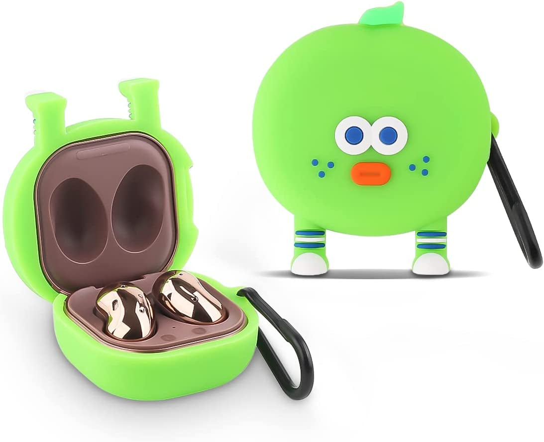 Suublg Silicone Cartoon Earbuds Case Protective Cover with Keychain Fit Designed for Samsung Galaxy Buds2 Pro (2022) /Galaxy Buds 2 (2021) /Galaxy Buds Pro (2021) /Galaxy Buds Live (2020)  Suublg SaumGreen  