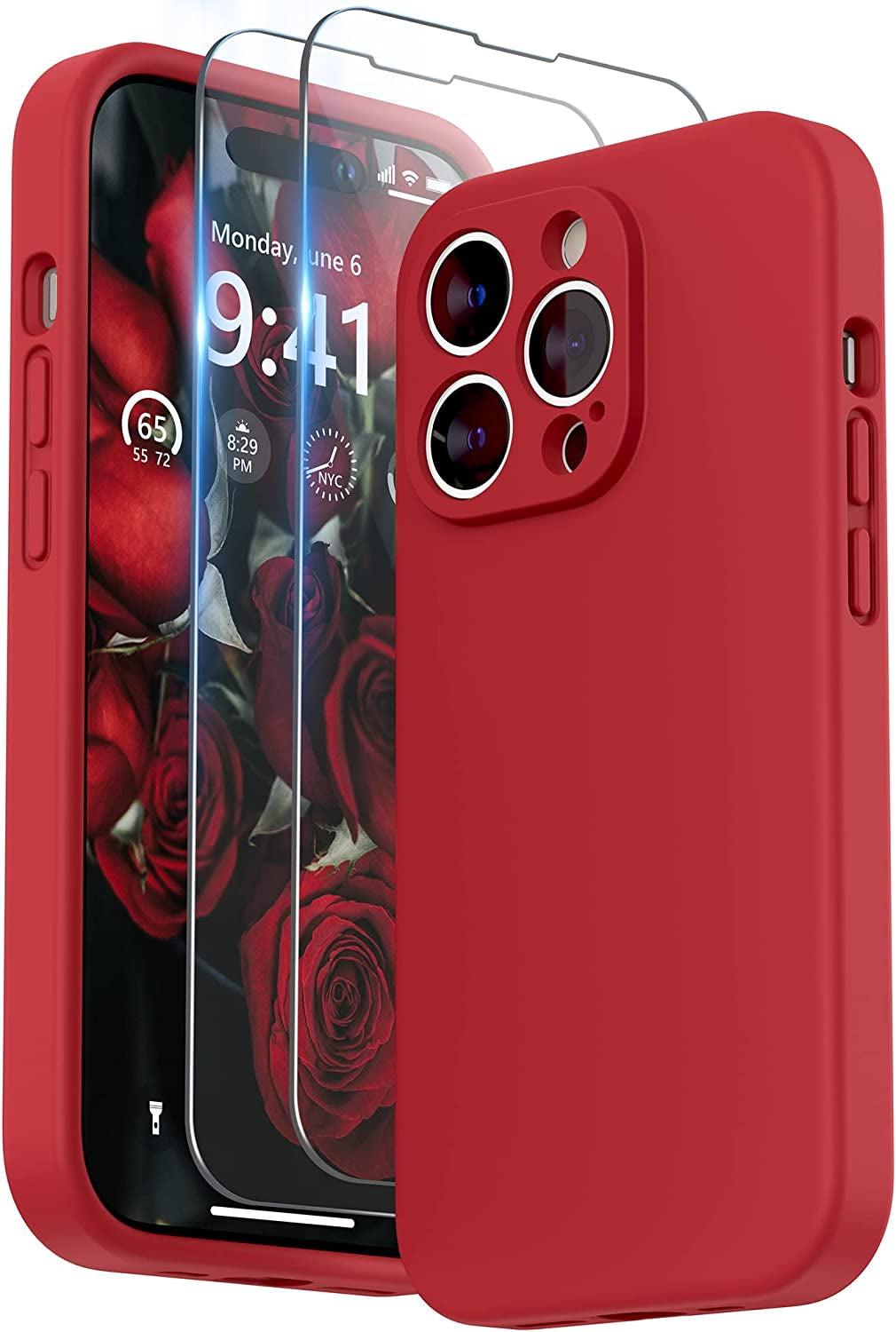 SURPHY Designed for Iphone 14 Pro Case with Screen Protector, (Camera Protection + Soft Microfiber Lining) Liquid Silicone Phone Case, Cactus Green  SURPHY   