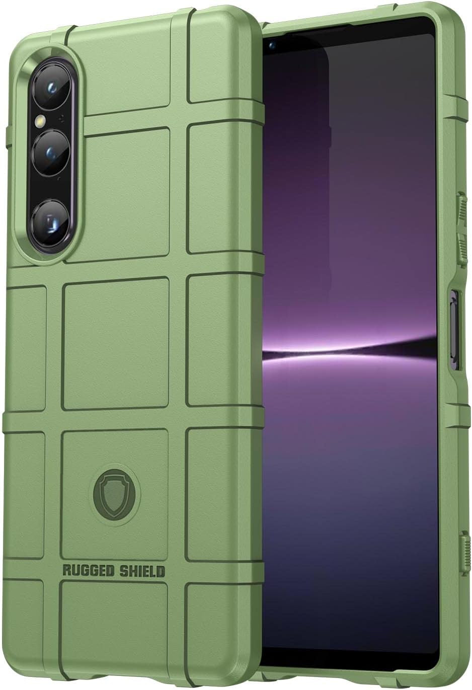 Compatible with Sony Xperia 1 V 2023 Case, TPU Thick Solid Armor Tactical Protective Cover Case for Sony Xperia 1 V 2023, Black  JSG-HD Green  