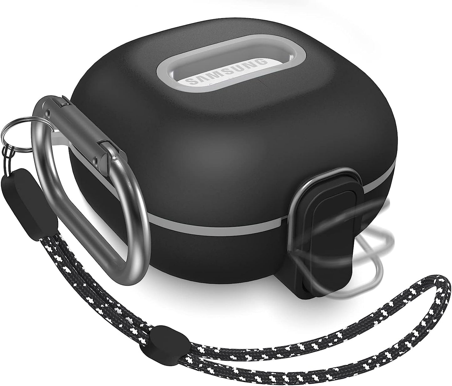 [Upgrade Lock] Case for Galaxy Buds 2 Pro/Galaxy Buds Pro/Galaxy Buds 2 Case/Galaxy Buds Live, Armor Cover Case Compatible with Samsung Earbuds Shockproof Protective with Lanyard Keychain (Purple)  AIBEAMER Black  