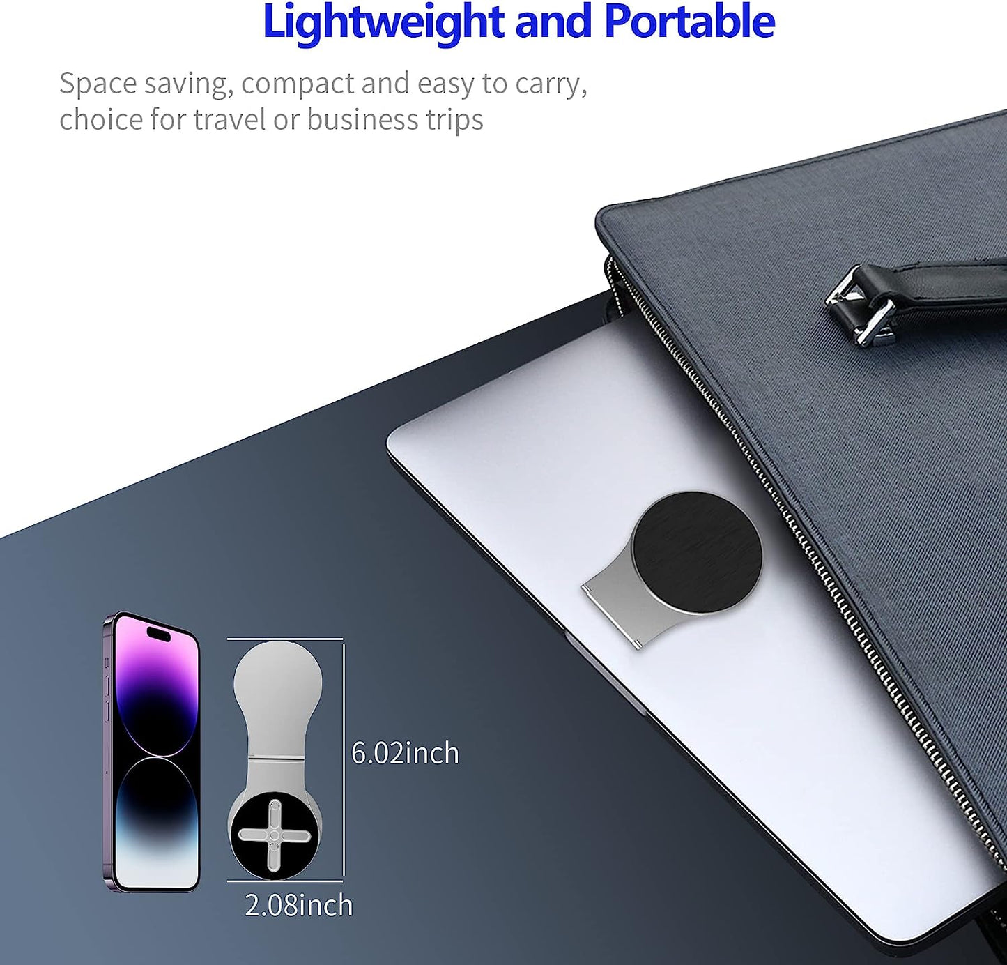 Ubeesize Magnetic Laptop Phone Holder, Adjustable Phone Monitor Side Mount for Iphone 14/13 Series / 12 Pro Max/ 12 Pro/ 12 Mini, Slim Portable Foldable Computer Expansion Bracket, Silver  UBeesize   