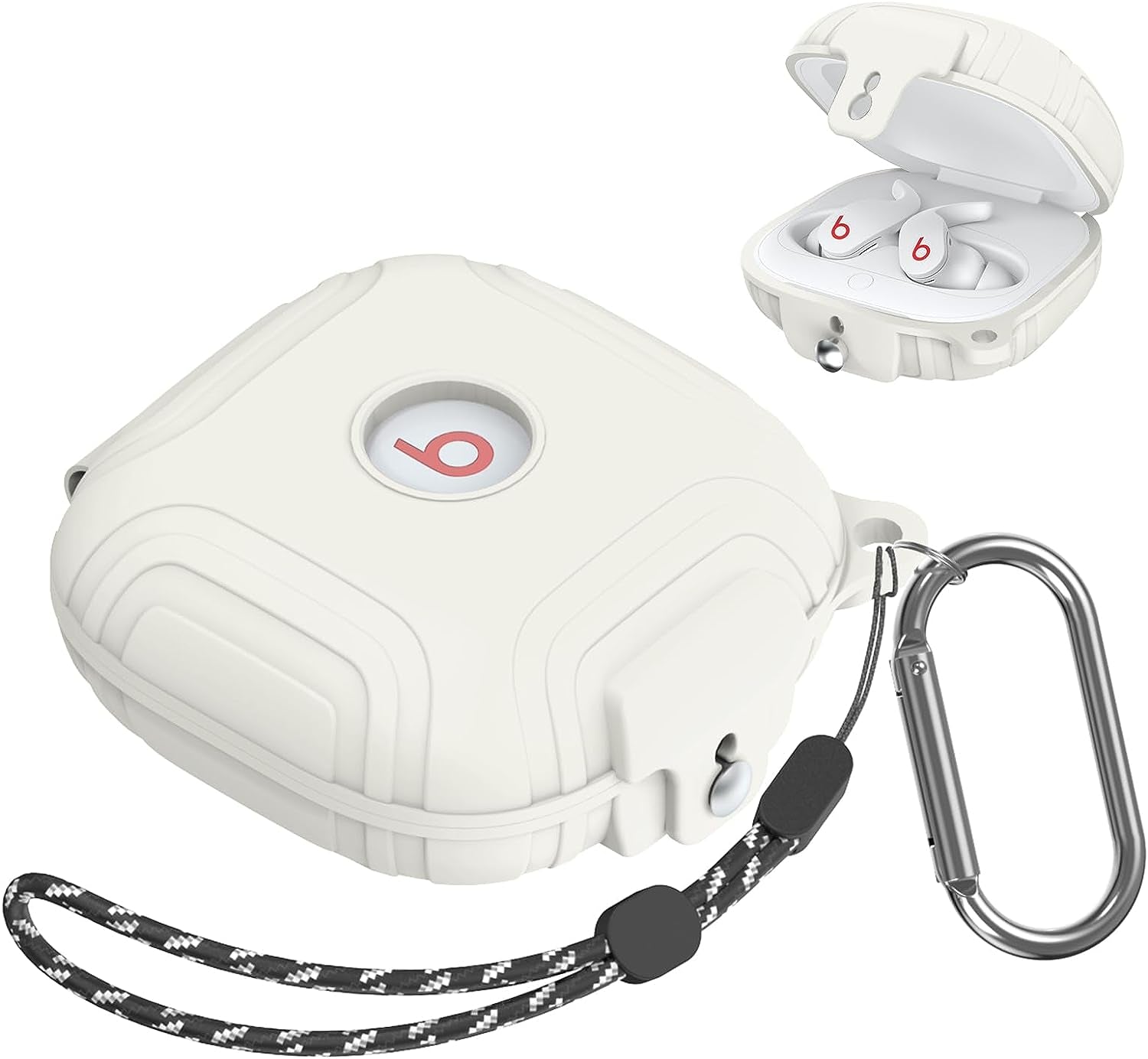 [Lock Buckle] Beats Fit Pro Case Cover, Silicone Protector Case for Apple Beats Fit Pro, Shockproof Beats Fit Pro Earbuds Case, Skin Full Protective Shell with Keychain/Lanyard Accessories (Blue)  UCPOVT White  