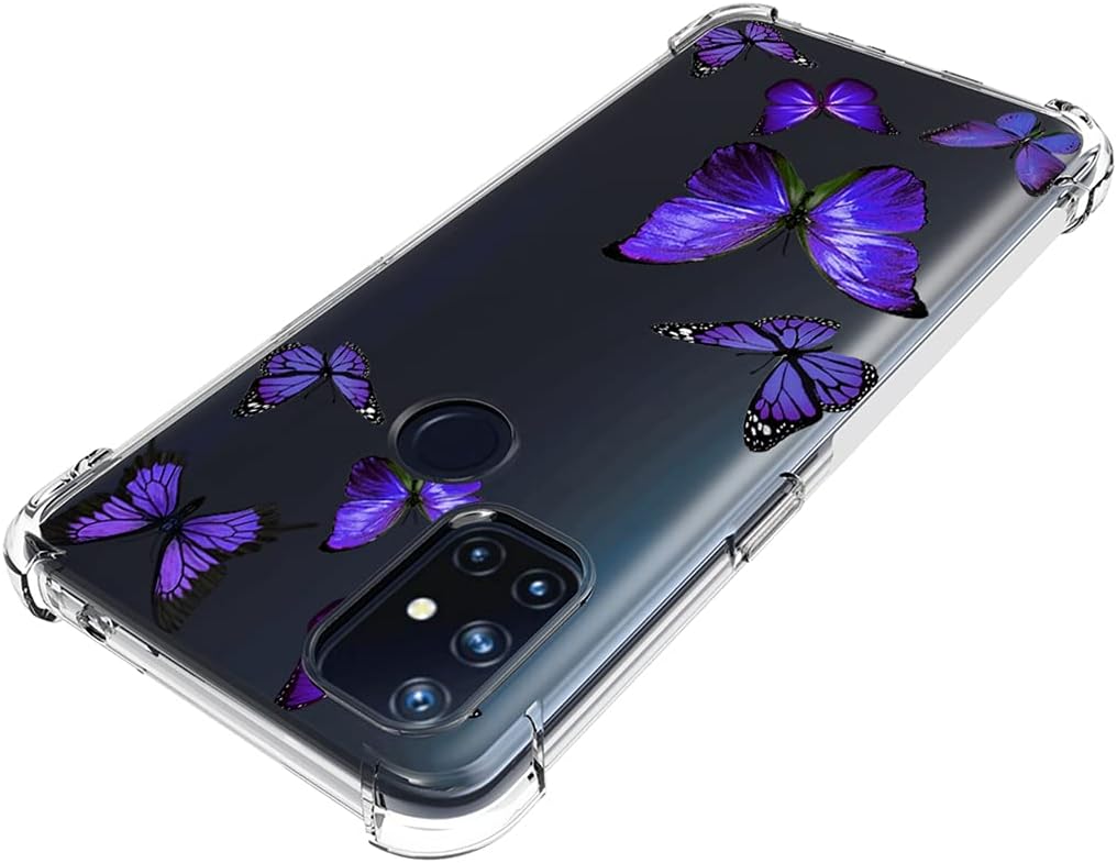 Vavies Case for Oneplus Nord N10 5G, Oneplus N10 5G Case for Girls Women, Slim Shockproof Clear Pattern Soft Flexible TPU Back Phone Protective Cover Cases for Oneplus Nord N10 5G (Purple Butterfly)  Vavies   