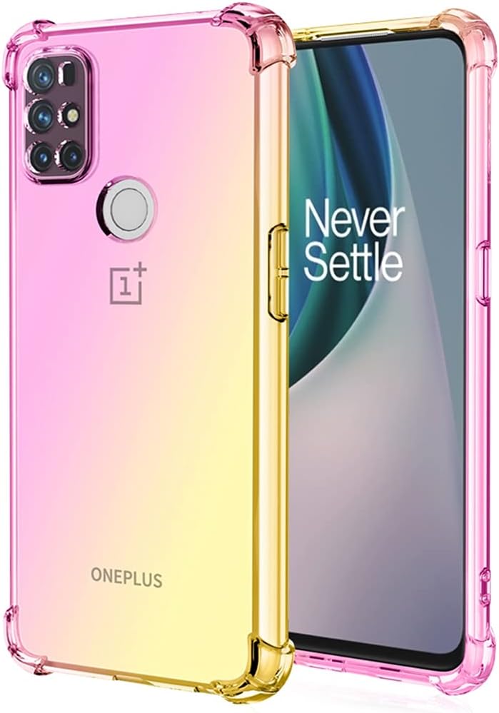 Ueokeird for Oneplus Nord N10 5G [Not Fit for Oneplus Nord N100] Clear Cute Gradient Phone Case Slim anti Scratch Flexible TPU Cover Shockproof Protective Case for Oneplus Nord N10 5G (Purple/Blue)  Ueokeird Pink/Gold  