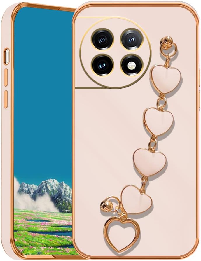 Jancyu Compatible with Oneplus 11 Case Silicone,Shockproof Phone Case for Oneplus11 with Strap Love Slim Protective Accessories Cute Cover for Women Girls (Rosa)  Jancyu Rosa  