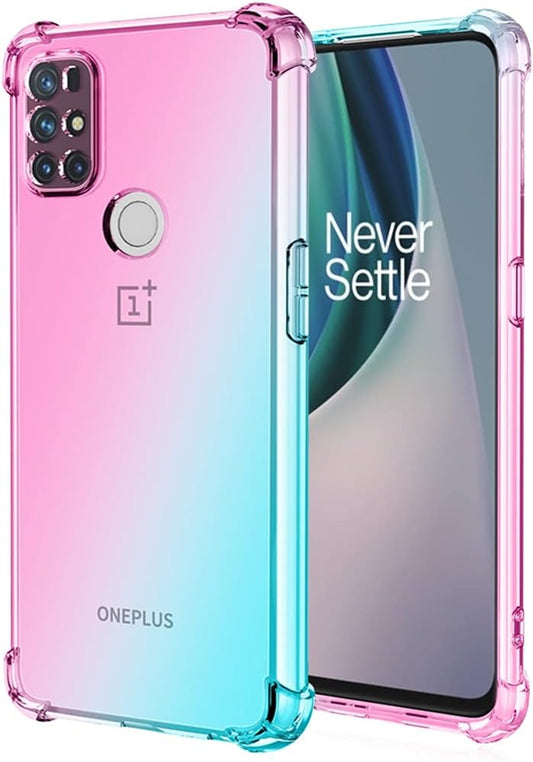 Ueokeird for Oneplus Nord N10 5G [Not Fit for Oneplus Nord N100] Clear Cute Gradient Phone Case Slim anti Scratch Flexible TPU Cover Shockproof Protective Case for Oneplus Nord N10 5G (Pink/Green)  Ueokeird Pink/Green  