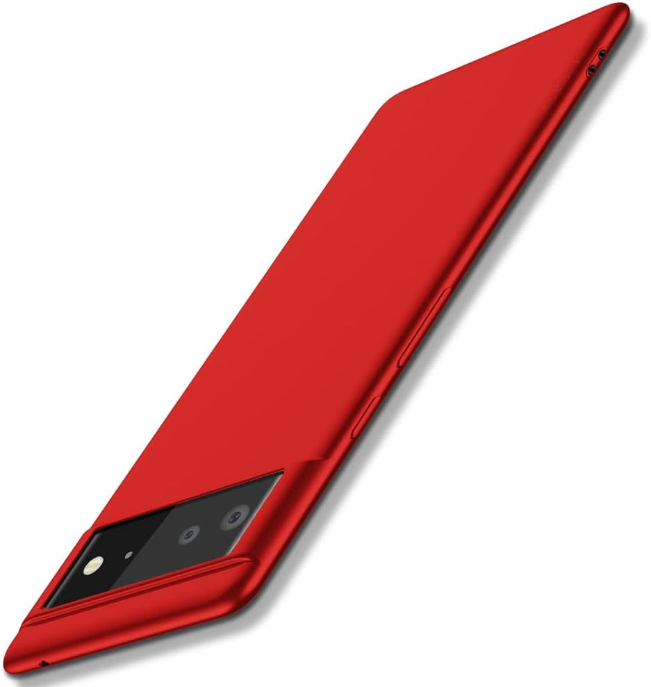 X-Level Google Pixel 6 Case Ultra-Thin Slim Fit [Guardian Series] Phone Cases Soft Flexible TPU Matte Finish Coating Light Protective Back Cover for Pixel 6-Black  X-level Red  