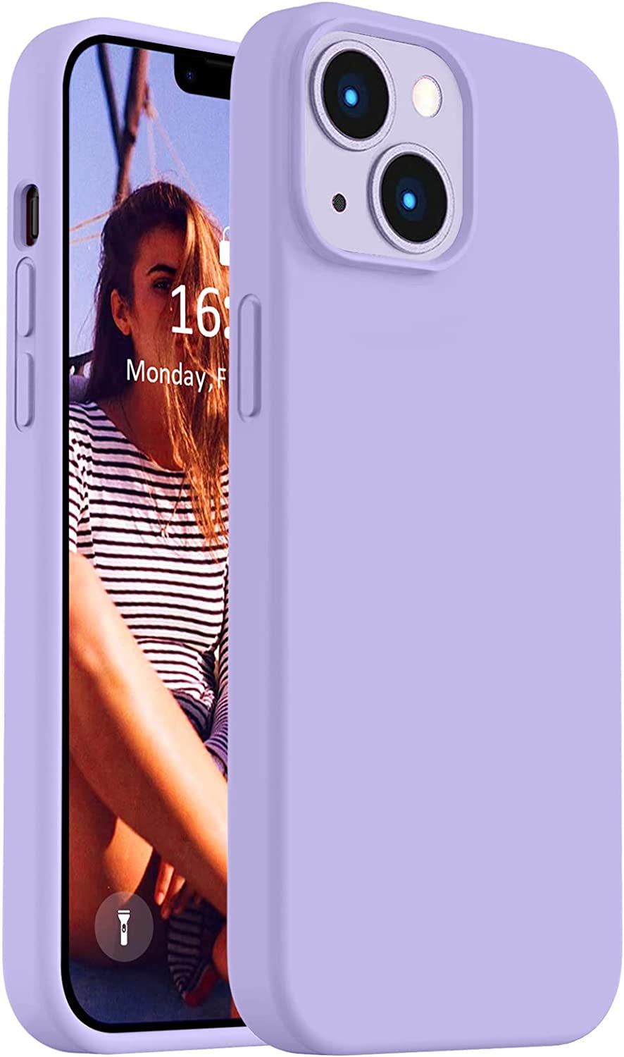 Vooii Compatible with Iphone 14 Case,[Silky Touch Premium Liquid Silicone] [Soft Anti-Scratch Microfiber Lining], Ultra Slim Shockproof Protective Case for Iphone 14 - Blue  Vooii Light Purple  