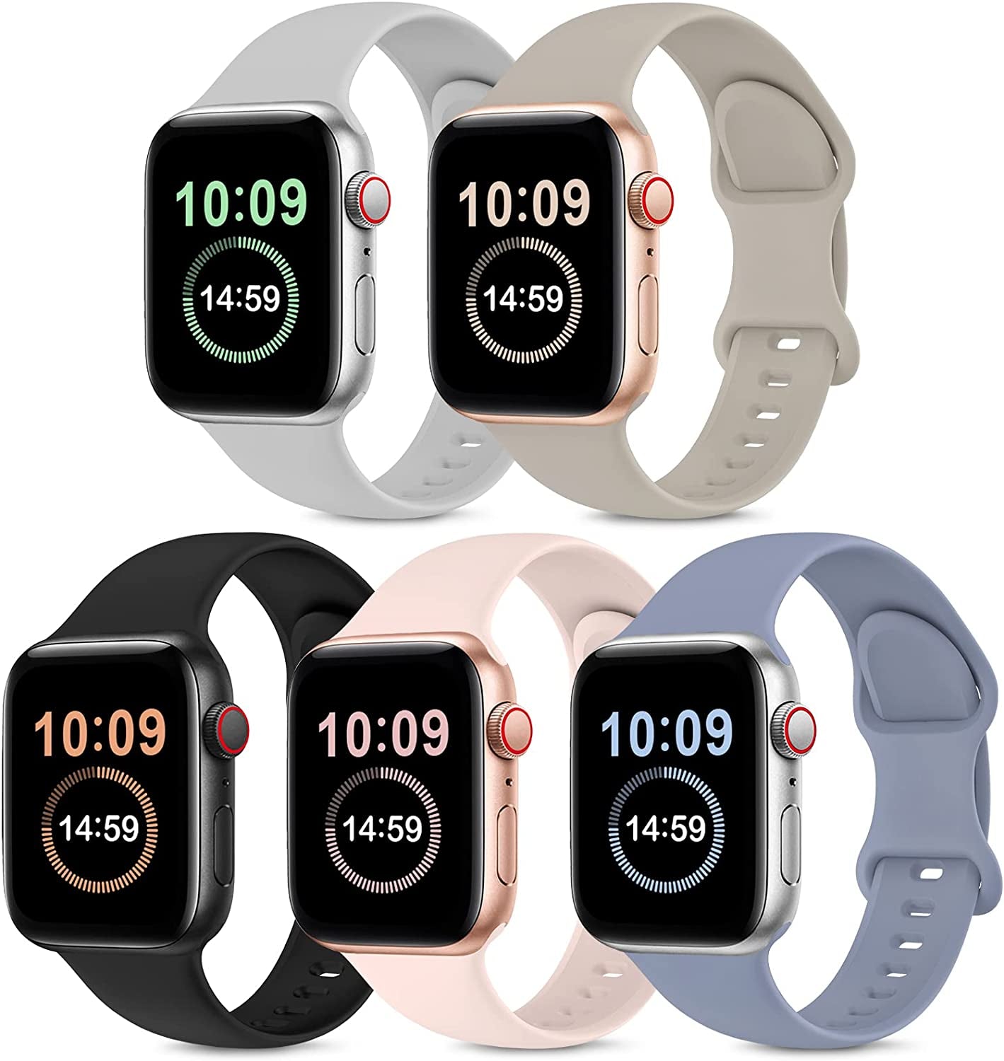 OYODSS 5 Pack Bands Compatible with Apple Watch Band 38Mm 40Mm 41Mm 42Mm 44Mm 45Mm 49Mm Women Men, Soft Silicone Sport Replacement Strap Compatible with Iwatch Ultra SE Series 8 7 6 5 4 3 2 1  OYODSS   