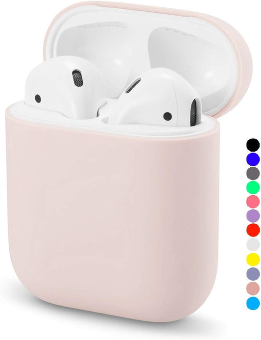LXSS Airpods Case No Keychain,Airpods Case Cover,Full Protective Silicone Airpods Accessories Skin Cover,Compatible with Airpods 1 and 2 Case,Front LED Visible,Supports Wireless Charging(Sand Pink)  MKFODFOD   