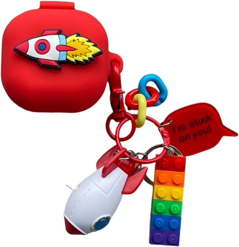 SKPY Cases for Samsung Galaxy Buds2 Pro/Buds 2/Buds Pro/Buds Live with Pendant, Cute Silicone Astronaut Cartoon Shockproof Cover for Girls Boys  SKPY Rocket 3  