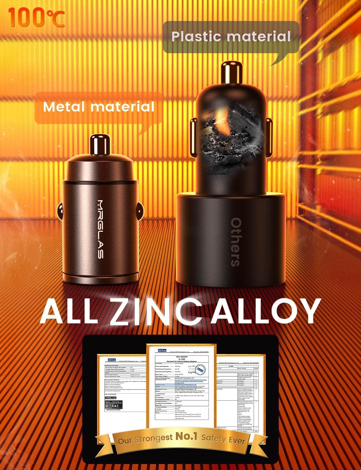 90W USB C Car Charger,[Super Mini Metal] USB C Car Charger Fast Charging Adapter PD+QC3.0 Dual Port MRGLAS Type C Car Cigarette Lighter USB Charger Compatible Iphone 14 13 Pro Max Ipad Samsung Macbook  MRGLAS   