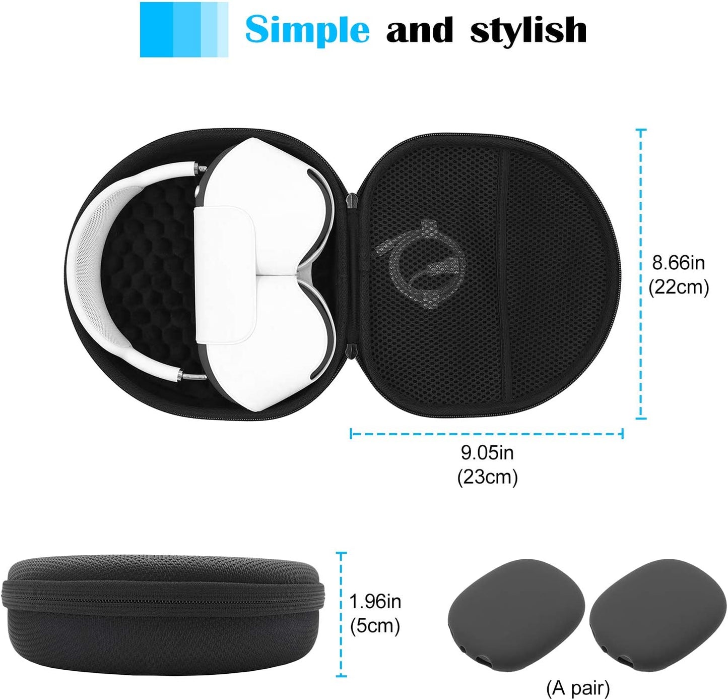 Procase Hard Headphone Case for Airpods Max with 2 Smart Silicone Protective Cases, Hardshell EVA Carry Bag, Headset Case, Black  ProCase   