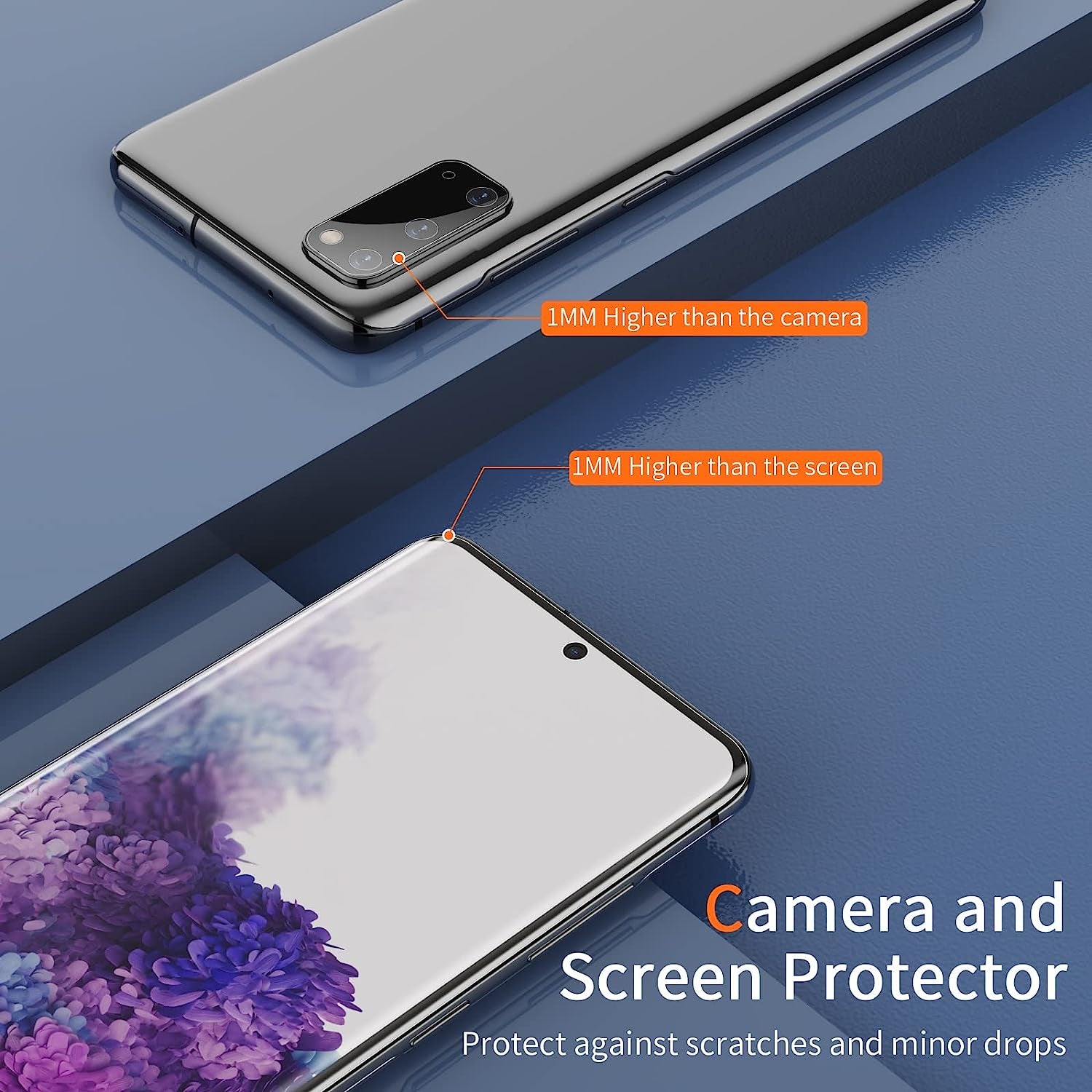 Cnarery [2+2 Pack] TPU Screen Protector for Samsung Galaxy S20, 2 Pack Flexible TPU Screen Protector with 2 Pack Camera Lens Protector, 3D Curved Full Coverage Bubble Free  Cnarery   