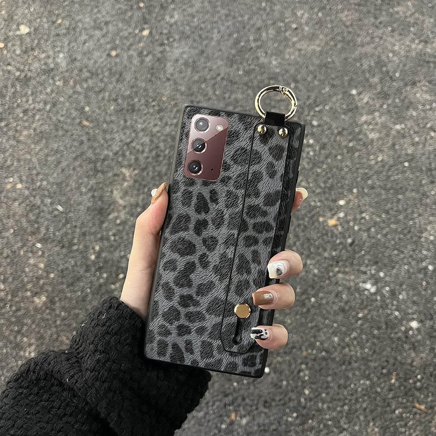 For Galaxy Note 20, Leopard Print Pattern Luxury Design with Hand Strap Kickstand Stylish Leather Back Soft Slim Phone Cover Protective Trunk Case for Samsung Galaxy Note20 5G 2020 6.7-Inch  AYABUCO   