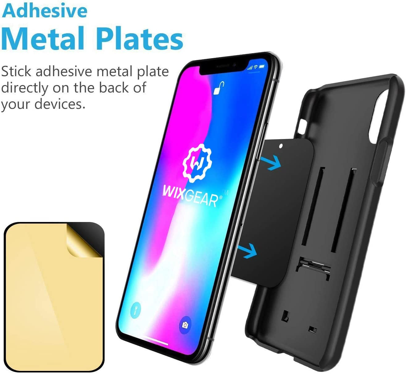 Wixgear Rectangle Flat Stick on Dashboard Magnetic Car Mount Holder for Cell Phones and Mini Tablets with Fast Swift-Snap Technology - Extra Slim  WizGear   