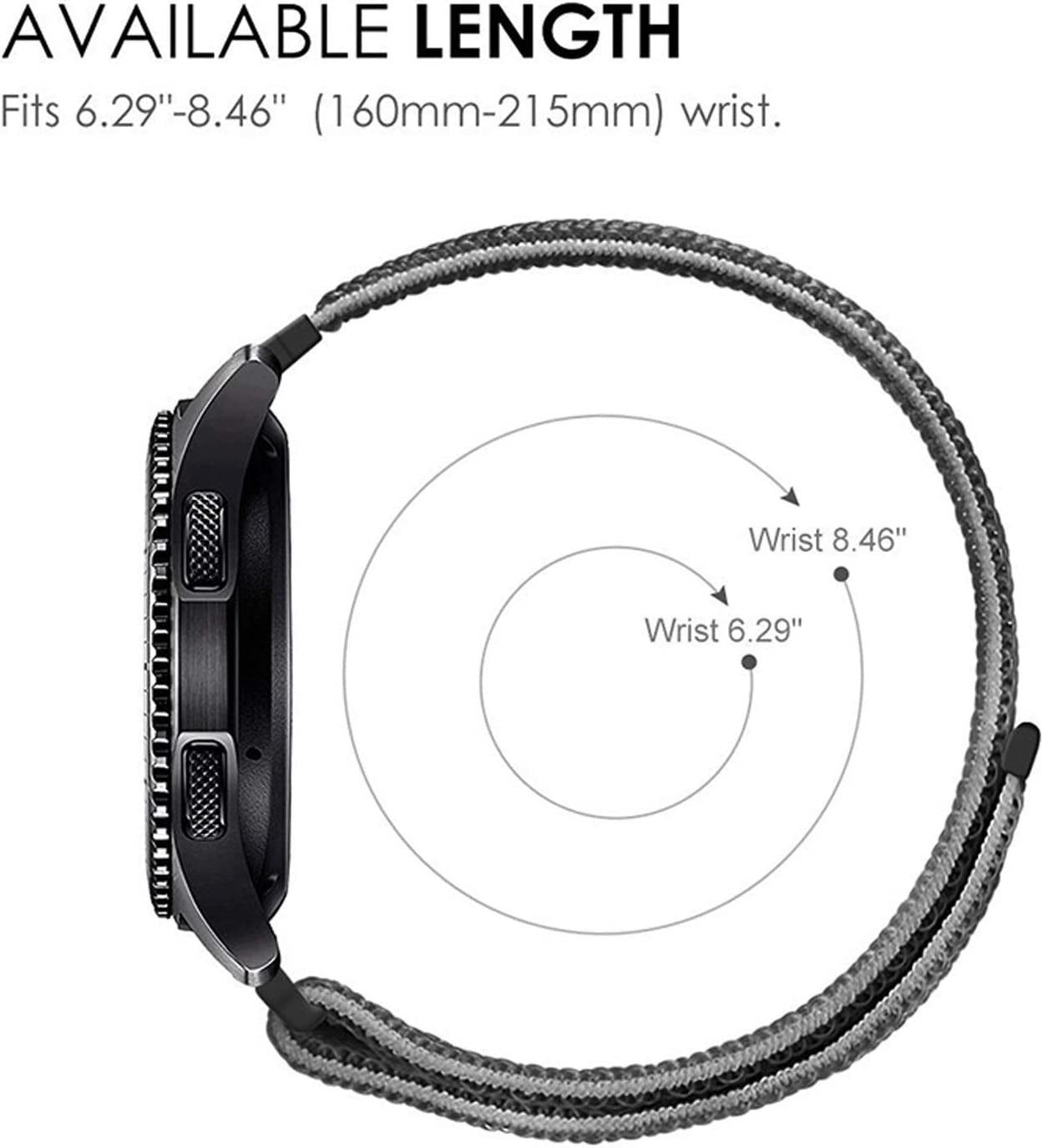 Morsey 22Mm Soft Nylon Watch Bands Compatible for Samsung Galaxy Watch 46Mm/Watch 3 45Mm/Gear S3 Frontier/Classic, Sport Strap Wristband Replacement Bracelet for Women Men (Black)  Morsey   