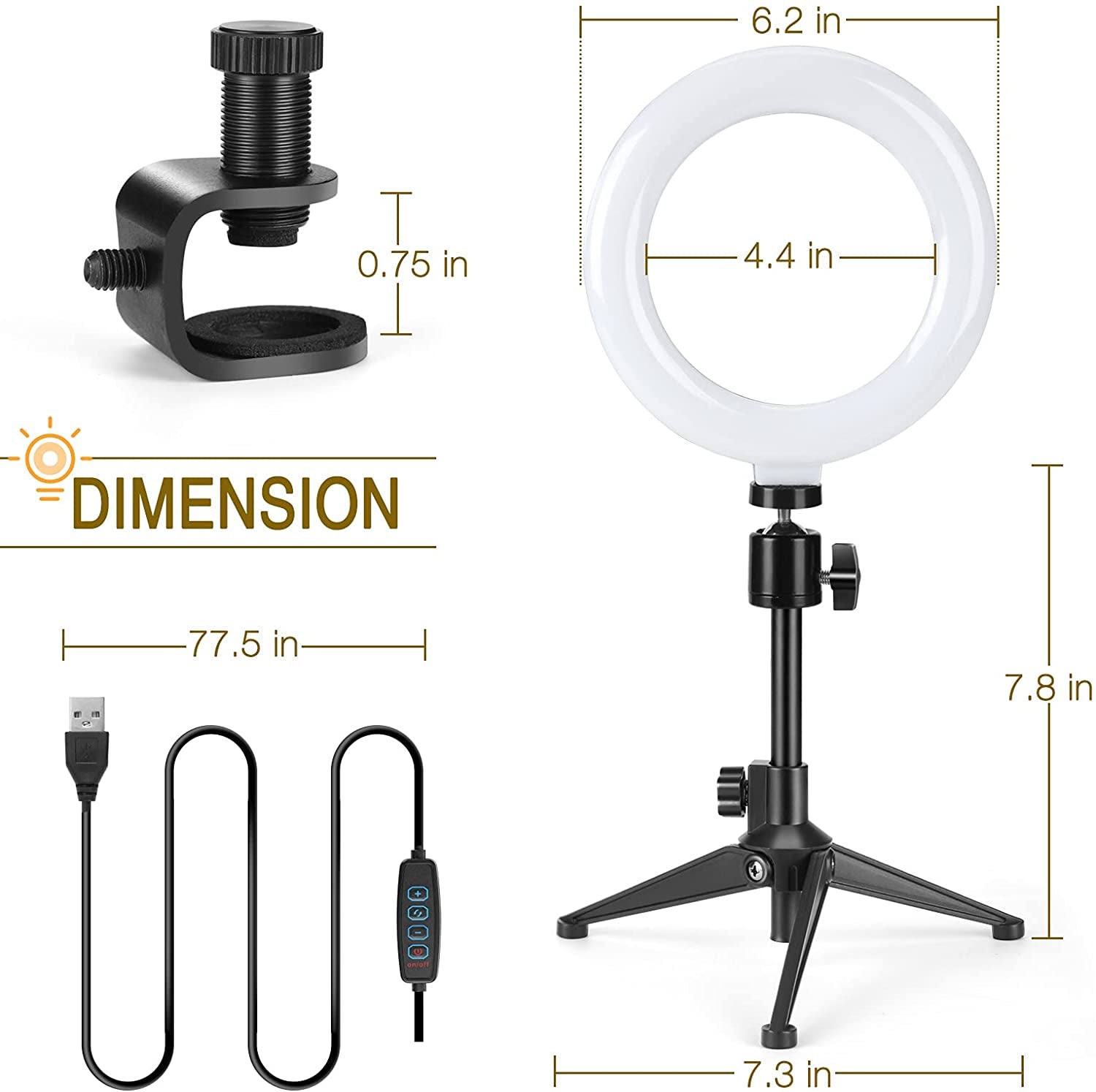 Video Conference Lighting Kits, 6” LED Selfie Ring Light with Tripod Stand, Clip on Laptop Monitor for Webcam Lighting/Zoom Lighting/Remote Working/Self Broadcasting/Live Streaming  BAIVINET   