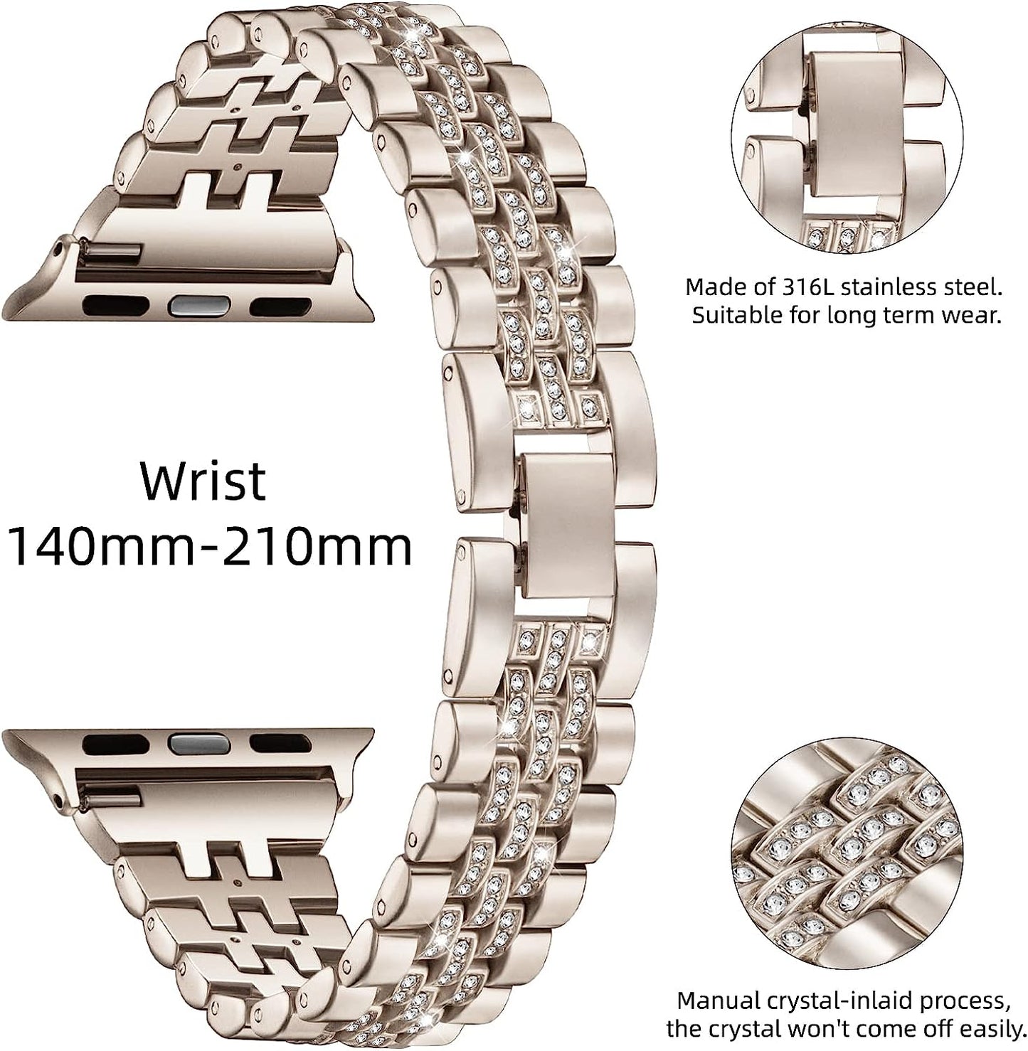 Missair Compatible with Apple Watch Band 38Mm 40Mm 41Mm 42Mm 44Mm 45Mm Series 8 7 6 5 4 3 2 1 SE, Women Diamond Bling Bracelet Jewelry Metal Replacement Wristband Strap for Iwatch  Missair   