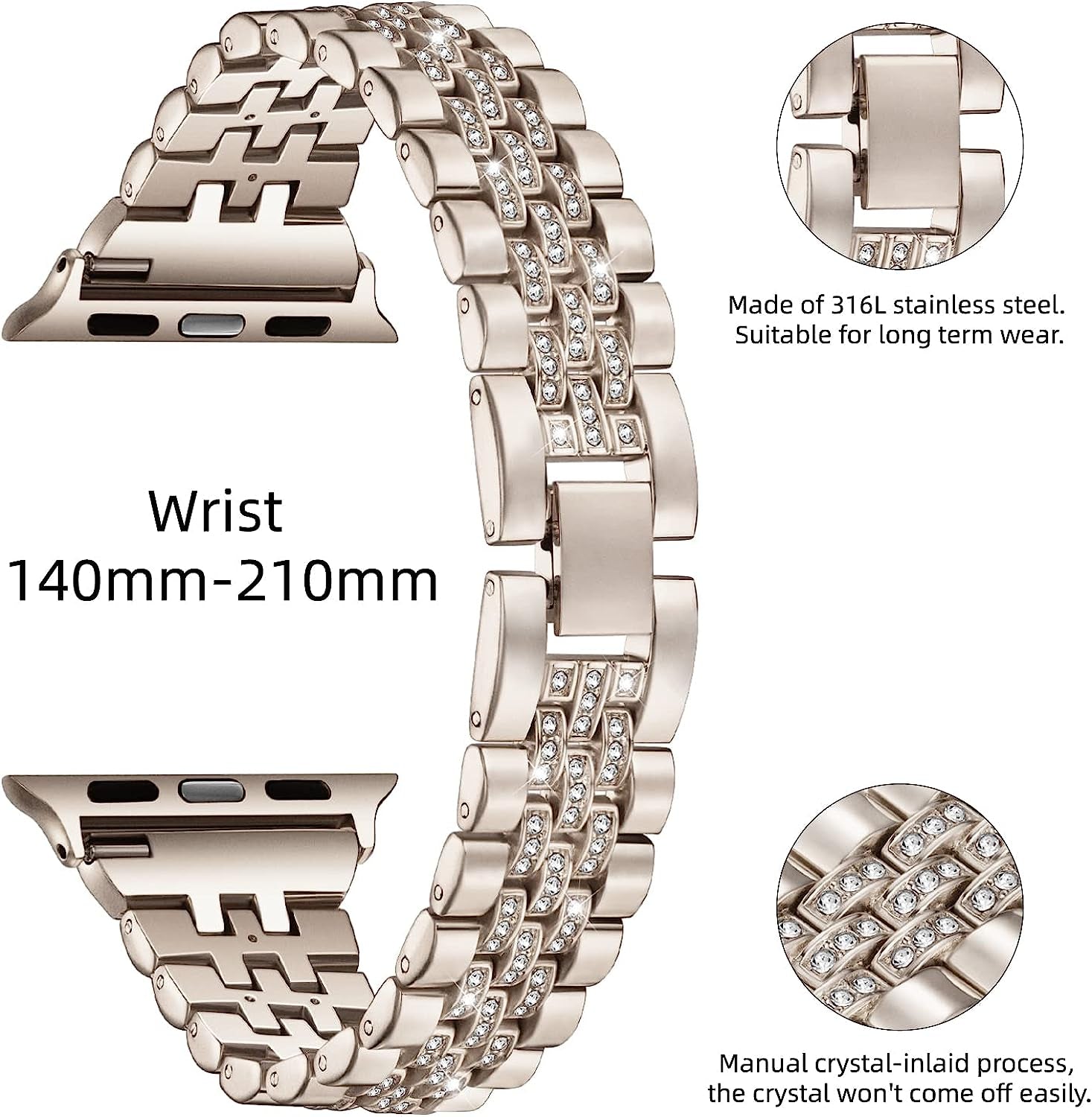 Missair Compatible with Apple Watch Band 38Mm 40Mm 41Mm 42Mm 44Mm 45Mm Series 8 7 6 5 4 3 2 1 SE, Women Diamond Bling Bracelet Jewelry Metal Replacement Wristband Strap for Iwatch  Missair   