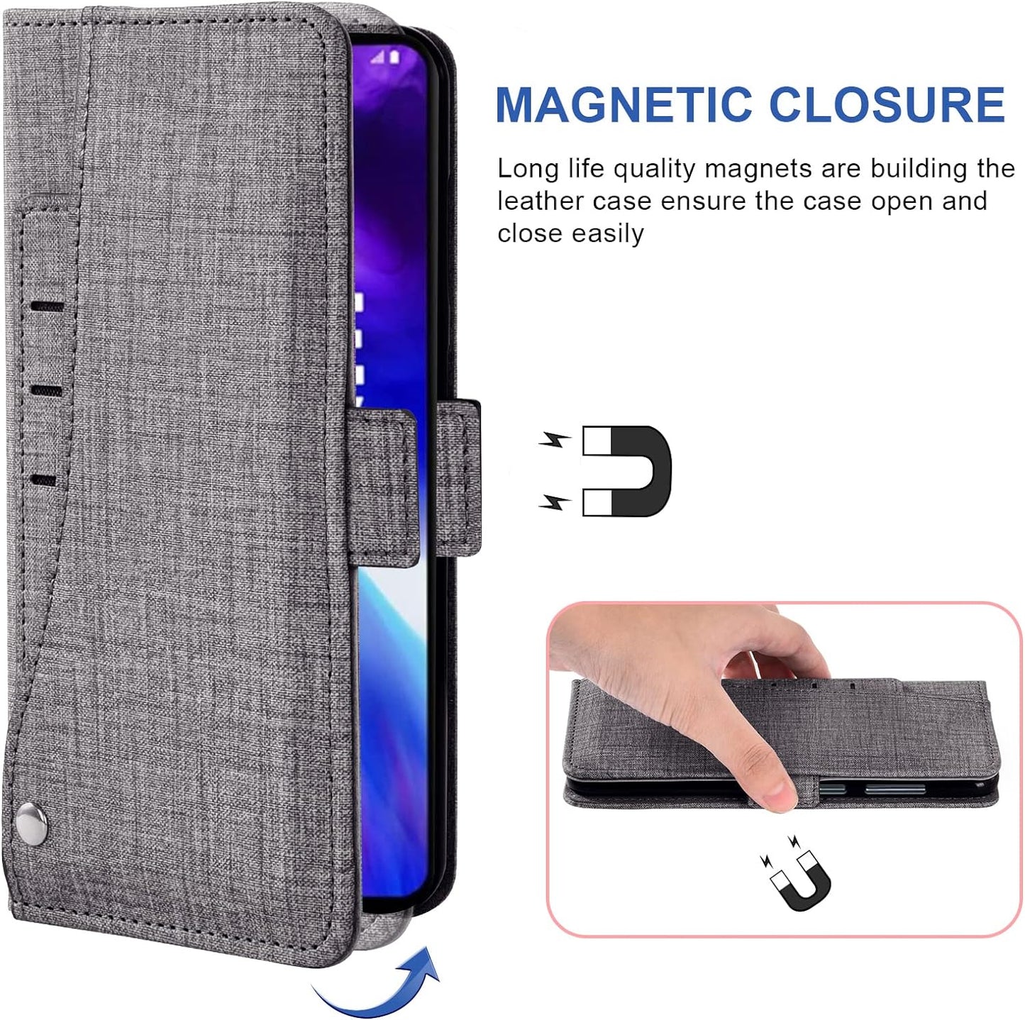 Asuwish Compatible with LG V40 Thinq Wallet Case Tempered Glass Screen Protector and Flip Cover Card Holder Stand Cell Phone Cases for LGV40 Storm V 40 Thin Q V40Thinq LG40 40V 40Thinq Women Men Gray  NSS   