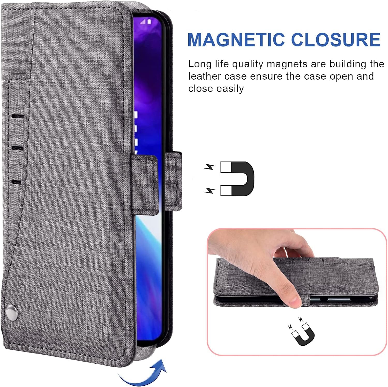 Asuwish Compatible with LG V40 Thinq Wallet Case Tempered Glass Screen Protector and Flip Cover Card Holder Stand Cell Phone Cases for LGV40 Storm V 40 Thin Q V40Thinq LG40 40V 40Thinq Women Men Gray  NSS   