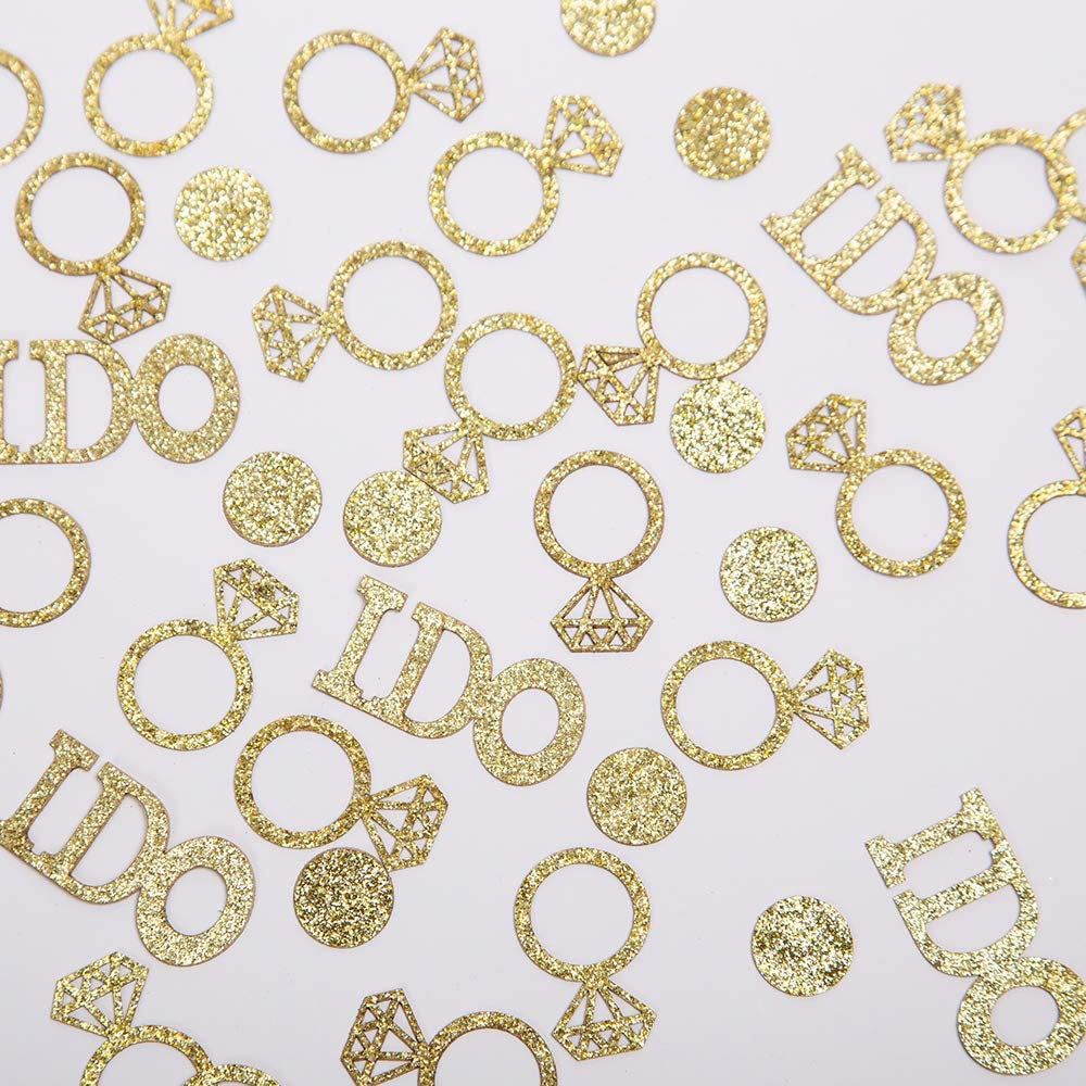 Gold Wedding Table Confetti,Glitter Paper Diamond Ring Confetti, I Do Engagement Party Table Scatter,Bachelorette Bridal Shower Party Decorations  Liangyu   