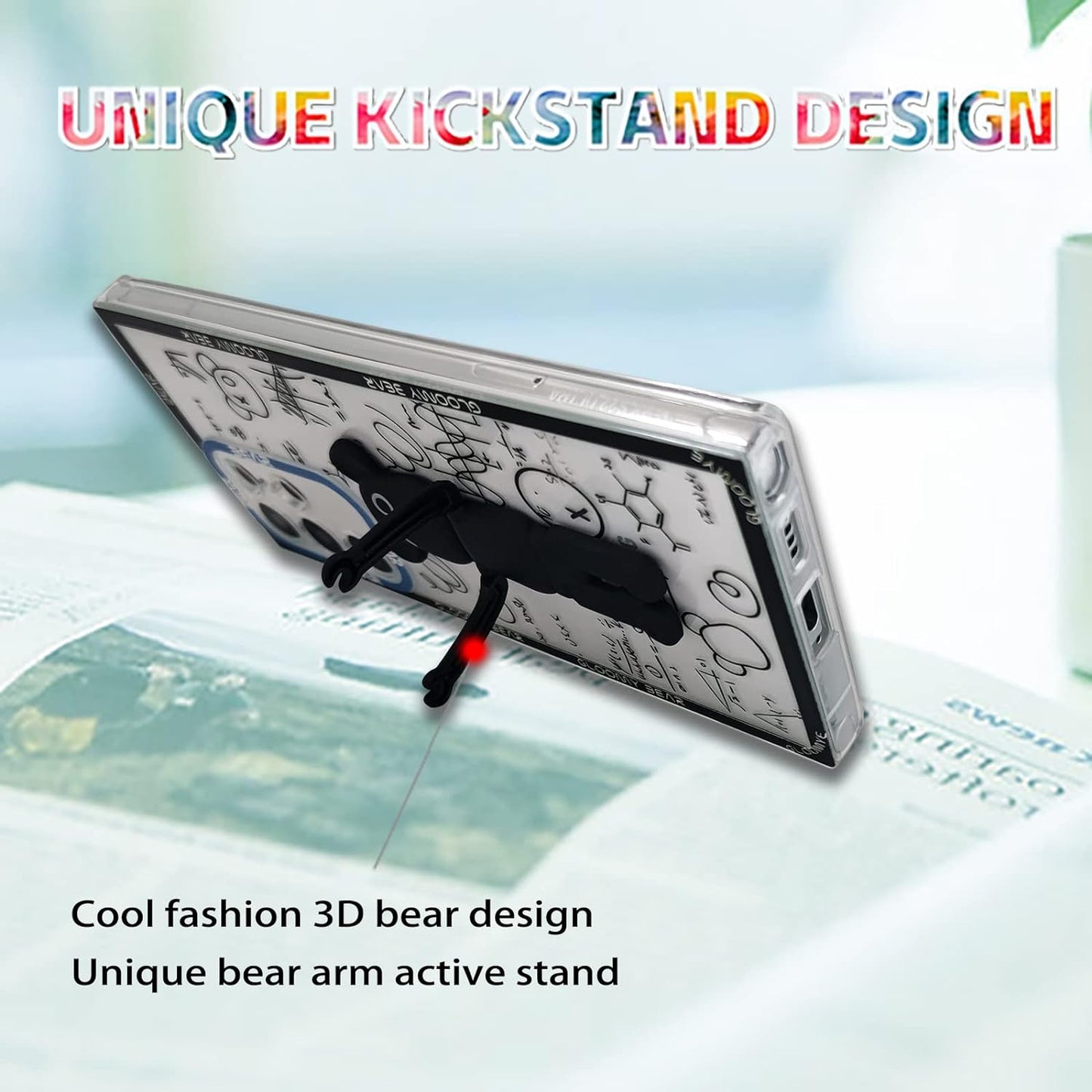 DOWINTIGER Samsung Galaxy A53 5G Case - Cool Designer 3D Bear with Kickstand Design for Boys Men, Street Fashion Soft Flexible Slim TPU Camera Lens Protective Clear Cover for Galaxy A53 - Black Bear  DOWINTIGER   