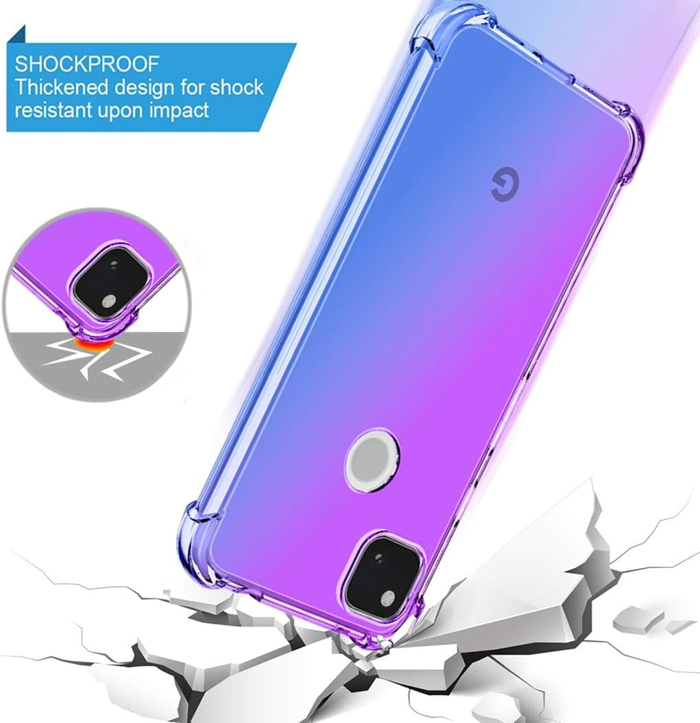 Ueokeird Google Pixel 4A Case (2020) [NOT Fit Pixel 4A 5G], Clear Cute Gradient Phone Case Slim anti Scratch Flexible TPU Cover Shockproof Protective Case for Google Pixel 4A (Purple/Blue)  Ueokeird   