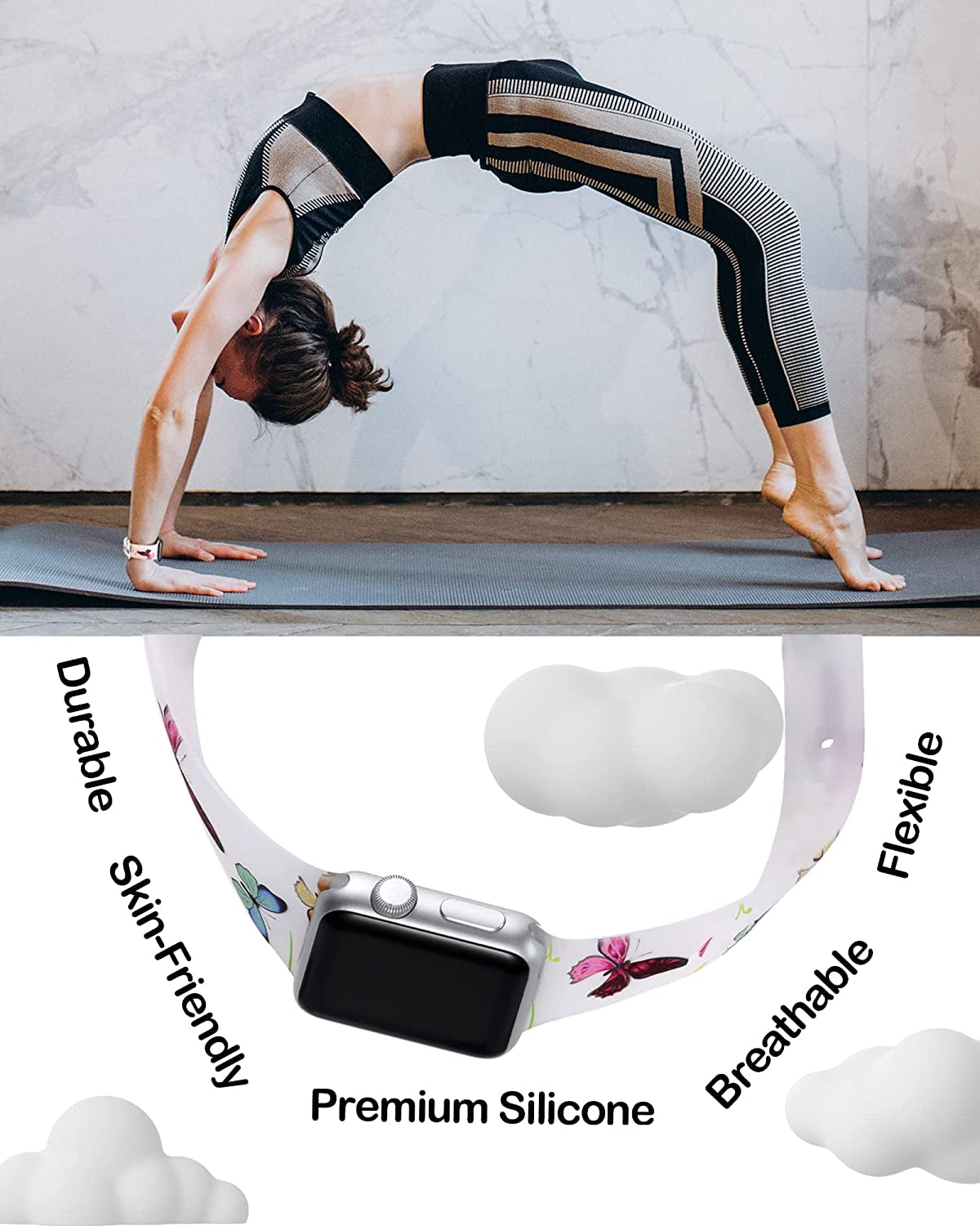 Witzon Compatible with Apple Watch Band Series 8/7/6/5/4/3/2/1/Se/Ultra, Iwatch 38Mm 40Mm 41Mm 42Mm 44Mm 45Mm 49Mm Bands for Women, Cute Print Silicone Sport Strap Replacement Accessories  Witzon   